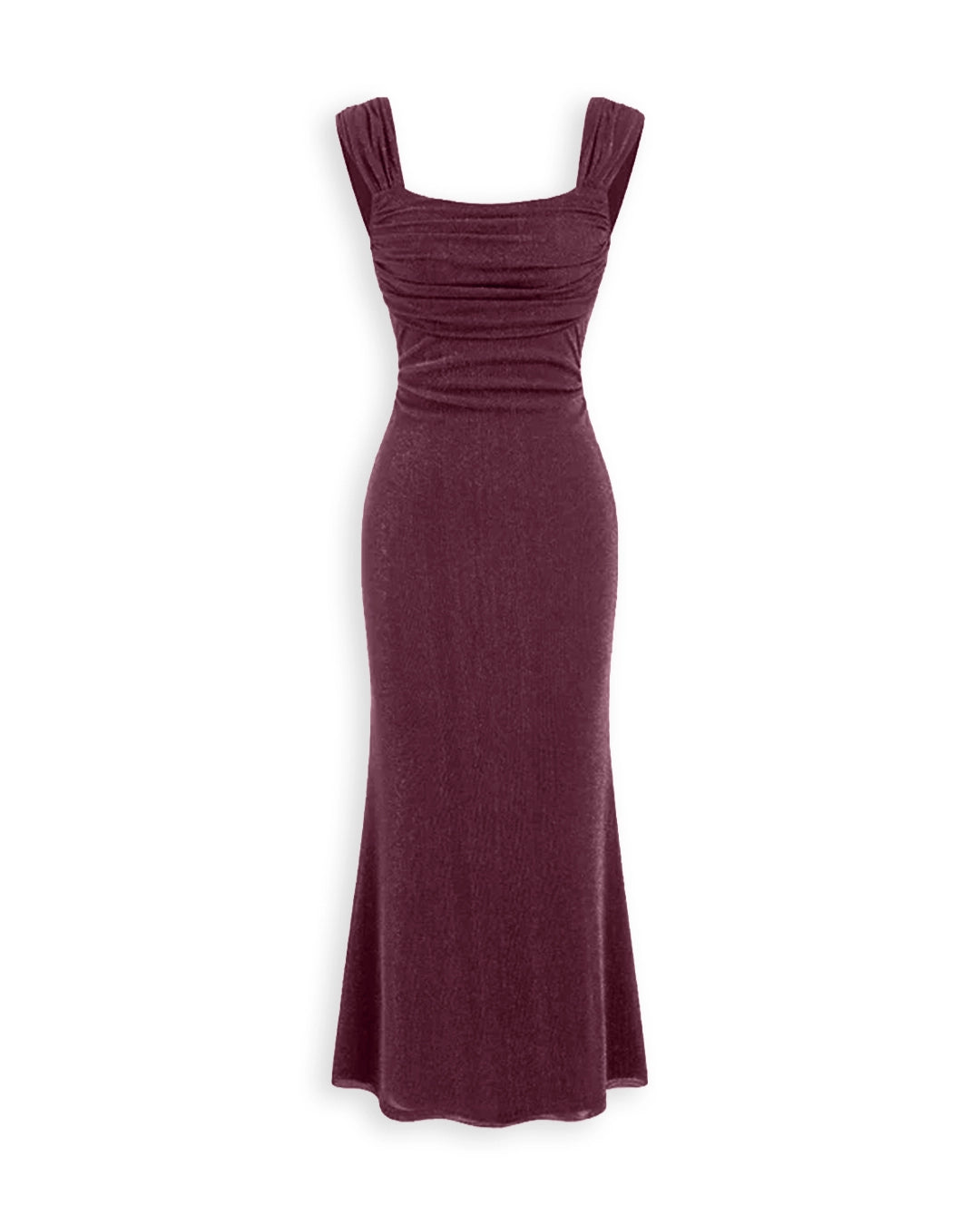 Square Neck Maxi Dress Curve and Plus in Wine Maroon