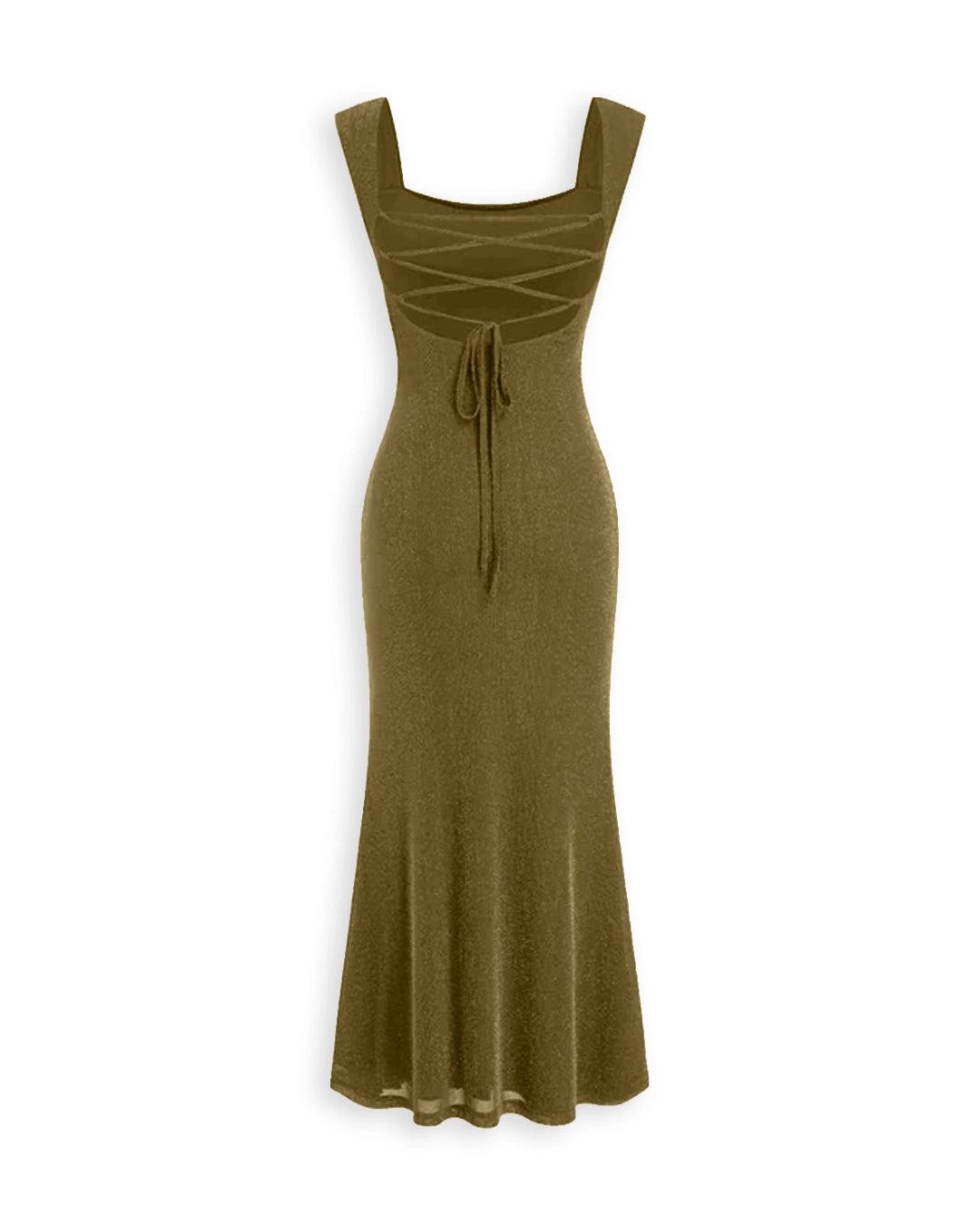 Square Neck Maxi Dress Curve and Plus in Olive Green