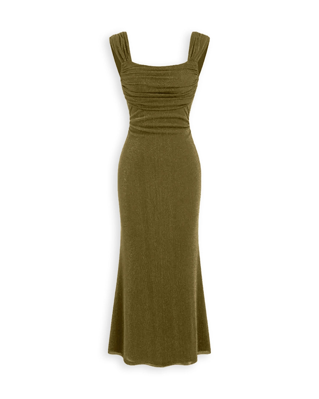 Square Neck Maxi Dress Curve and Plus in Olive Green