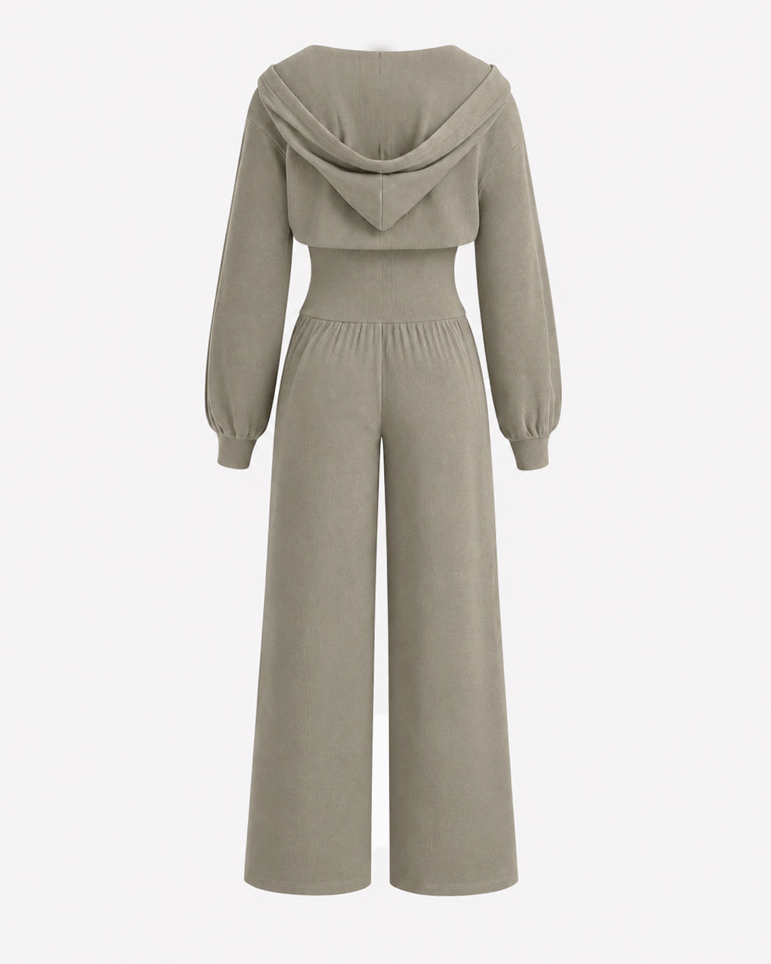 Zip Front Wide Leg Jumpsuit in Mocha Brown