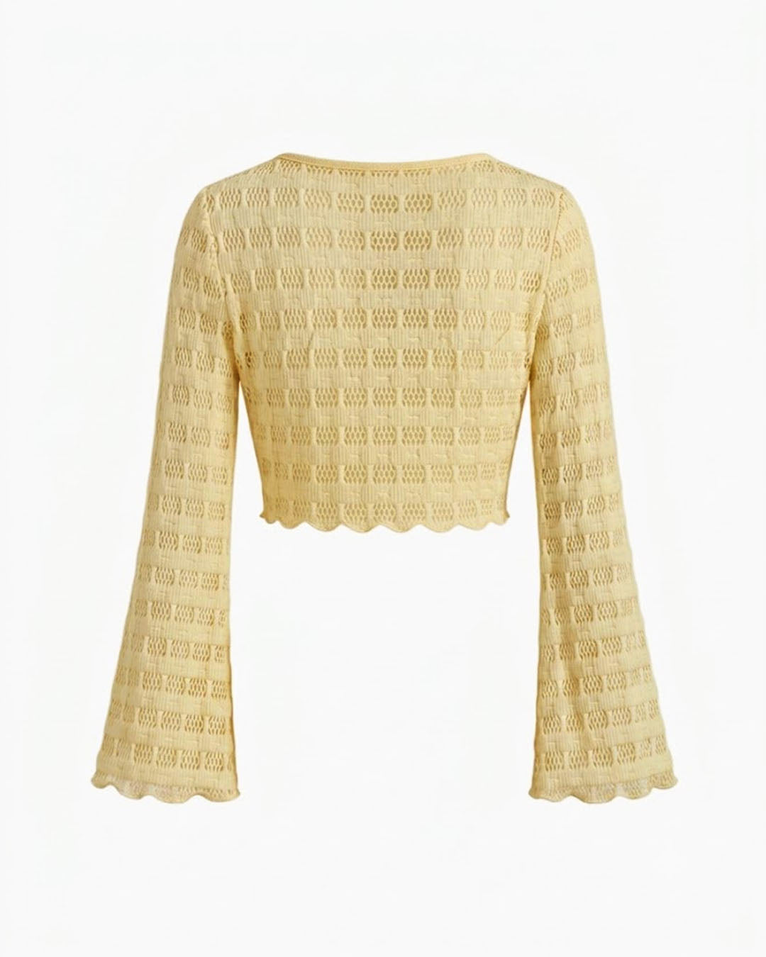 V Neck Tie Detail Crop Top in Mustard Yellow