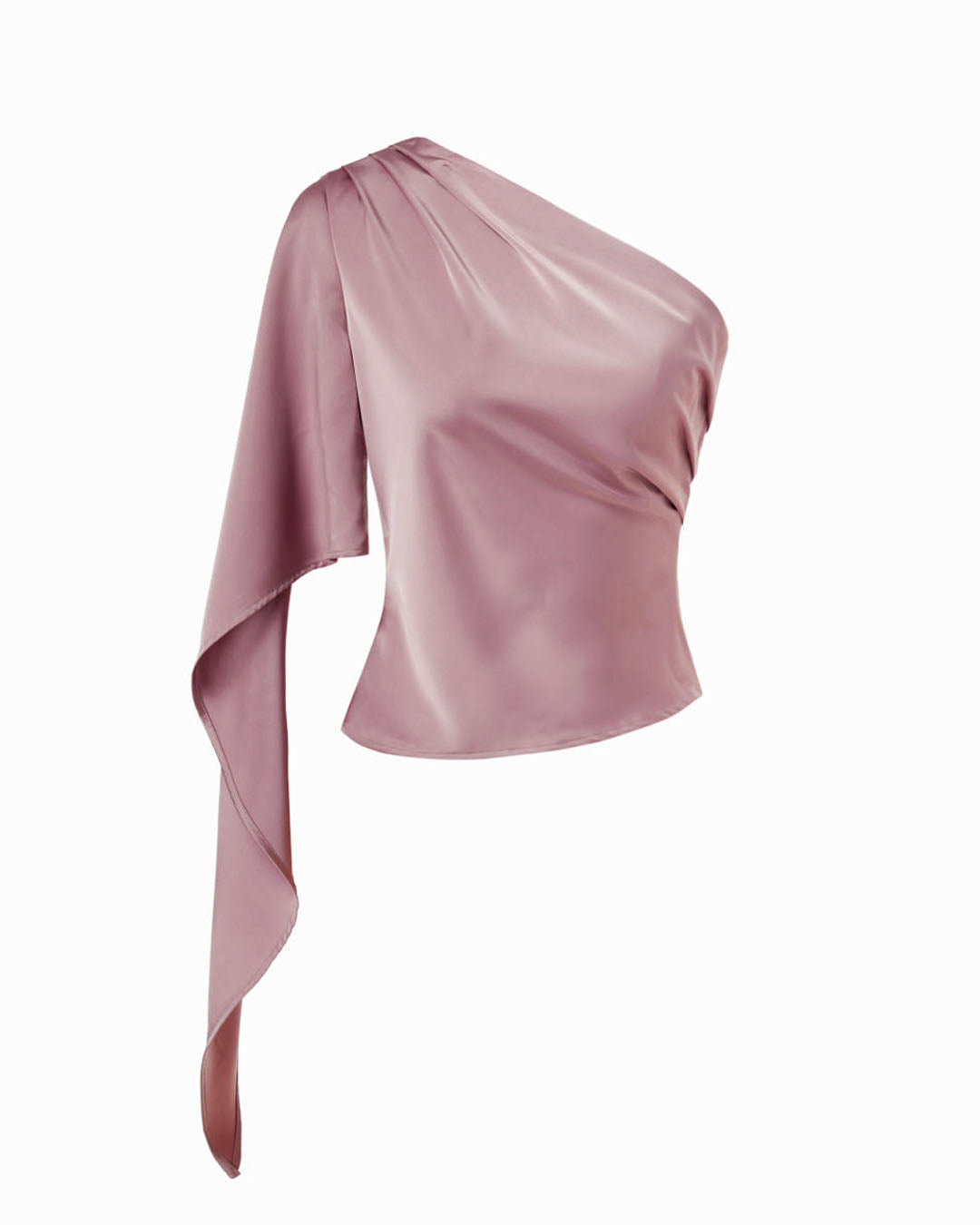 One Shoulder Drape Sleeve Top in Dusty Pink