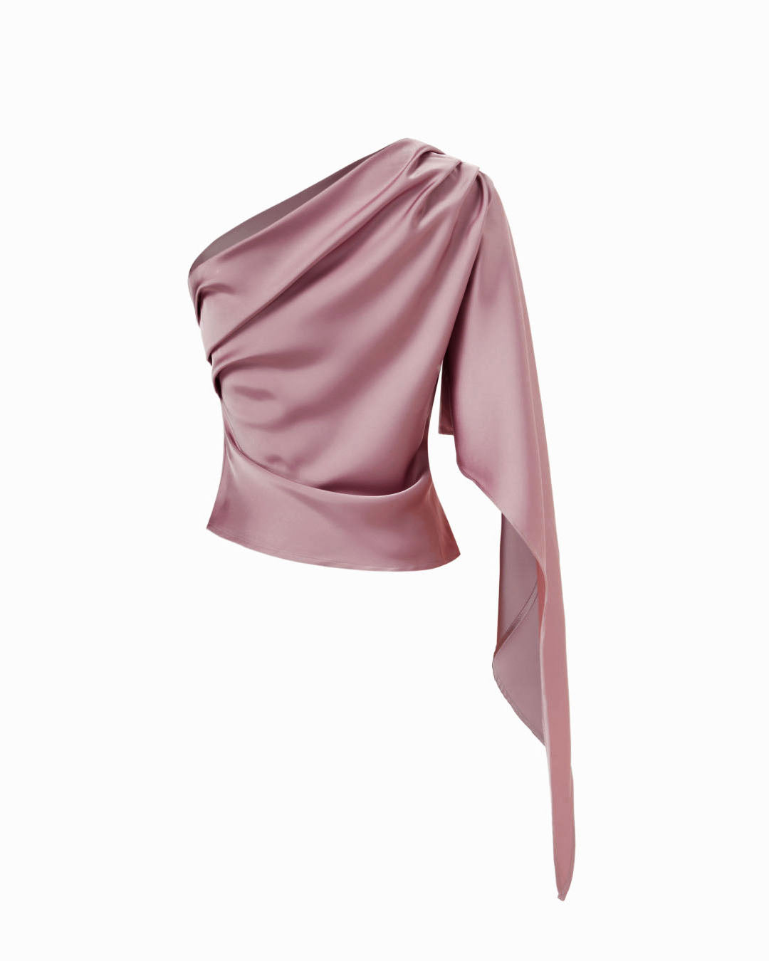 One Shoulder Drape Sleeve Top in Dusty Pink