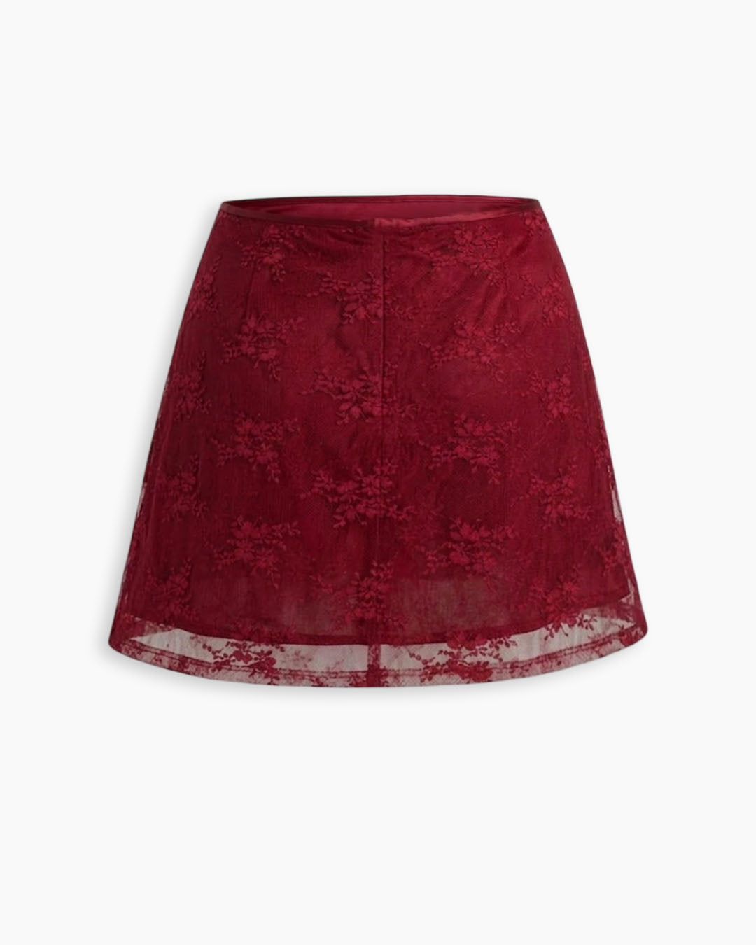 Lace-Trim A-Line Mini Skirt in Merlot