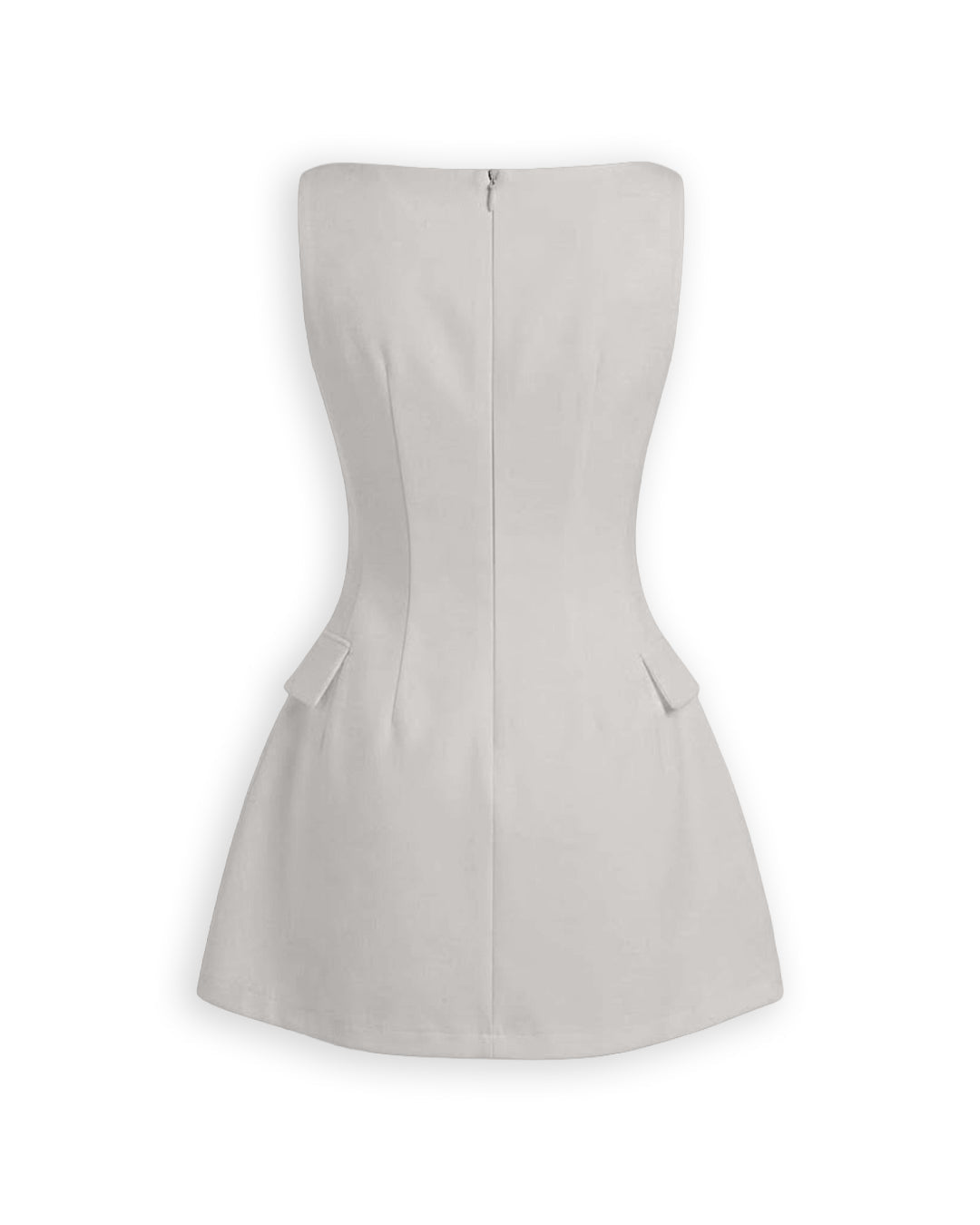 Button Detail Sleeveless Mini Dress in Light Grey
