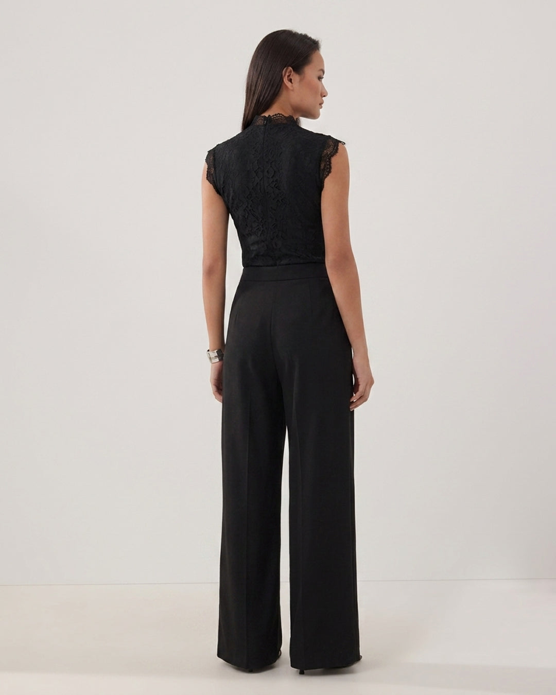 Floral Mock Neck Jumpsuit in Classic Black