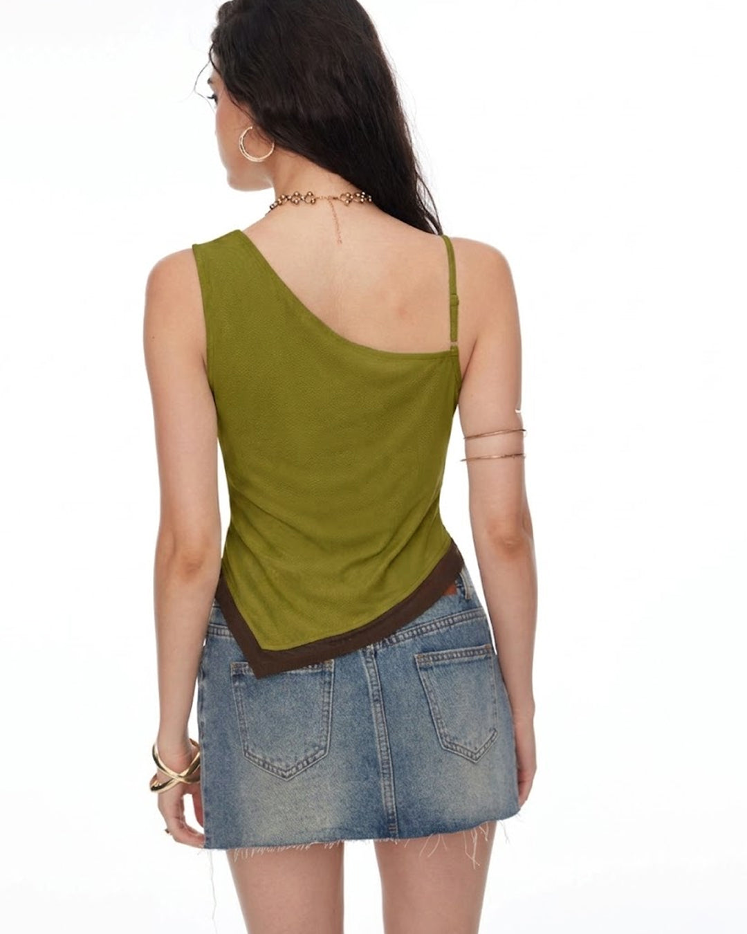Printed Cowl Asymmetrical Hem Top
