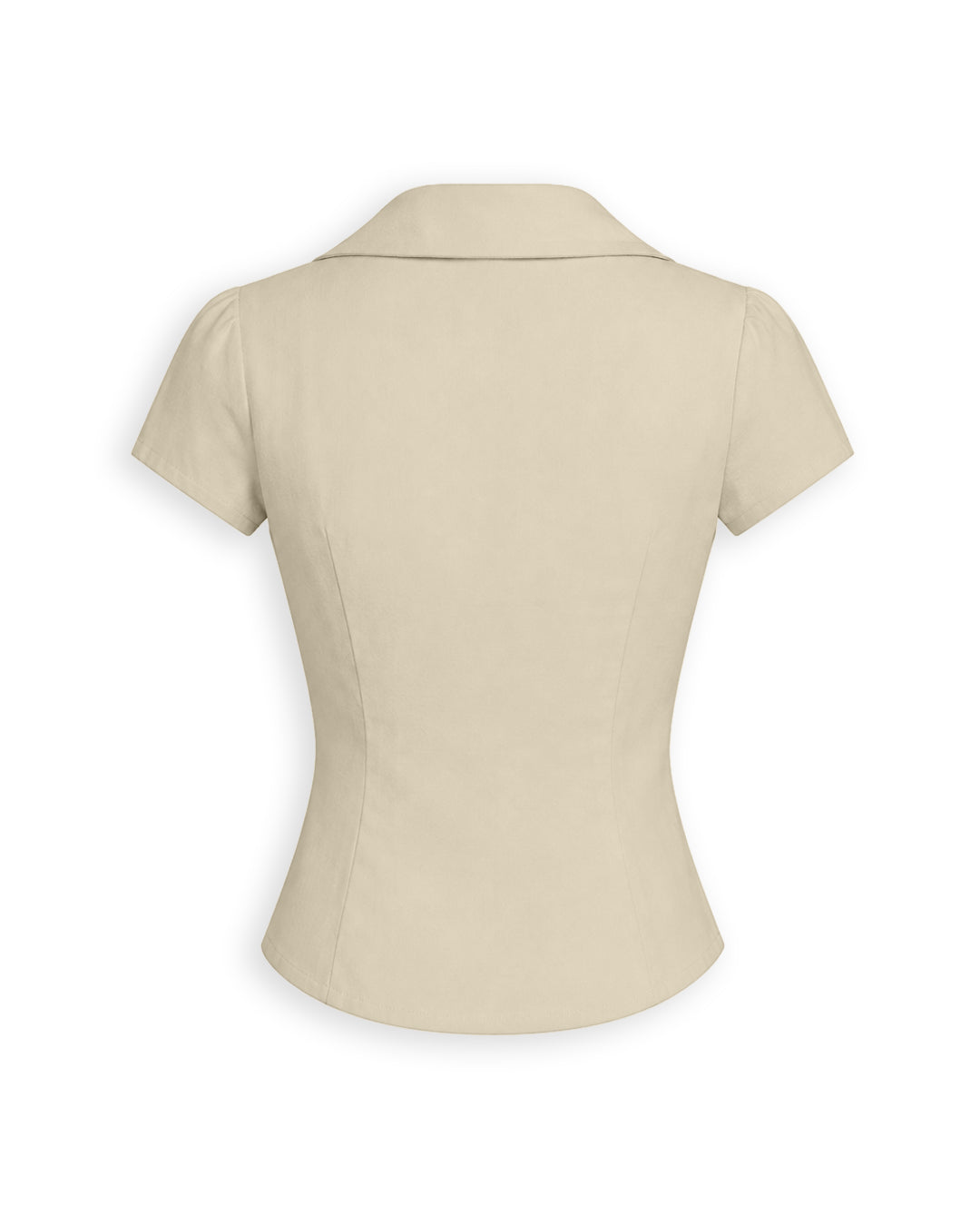 Asymmetric Button Front Short Sleeve Top in Cream
