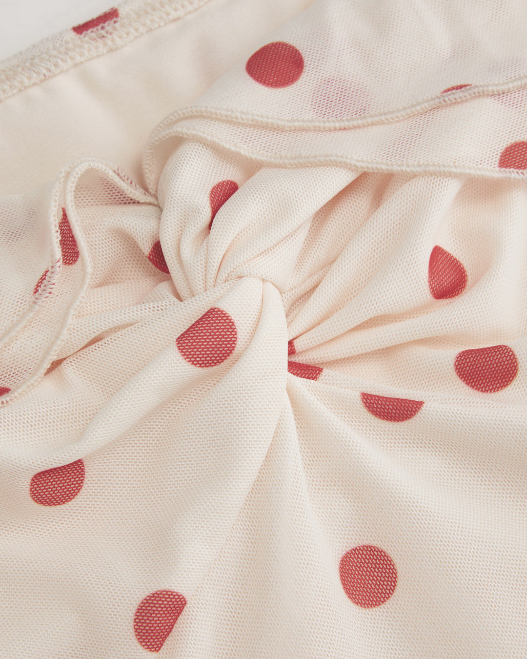 Polka Dot Off Shoulder Ruched Bow Top in Ivory