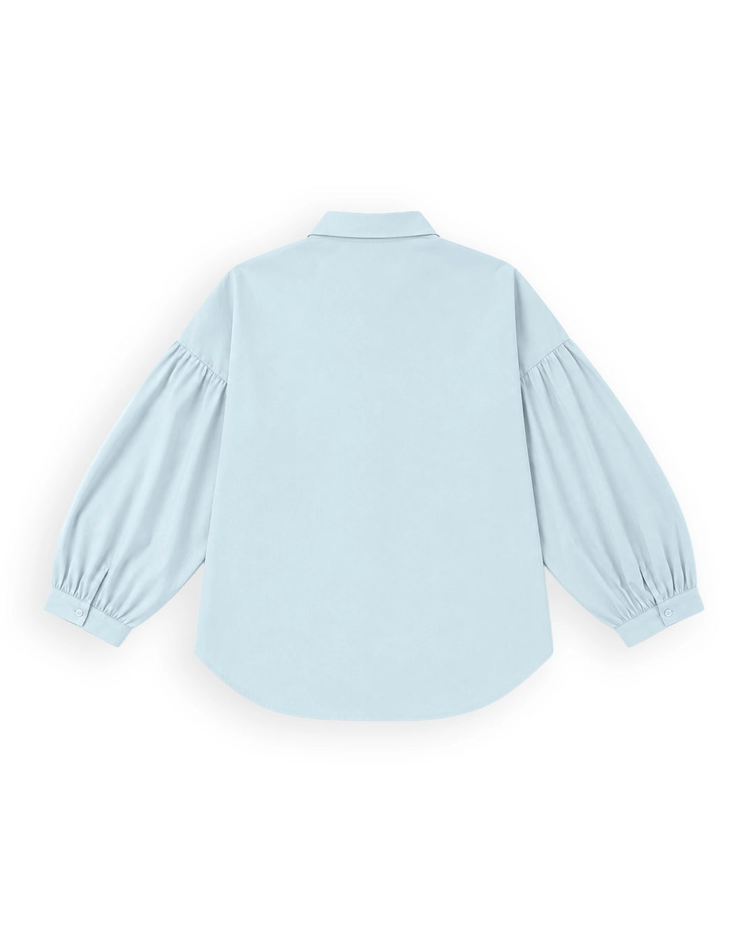 Collared Polka Dot Balloon Sleeve Shirt in Sky Blue