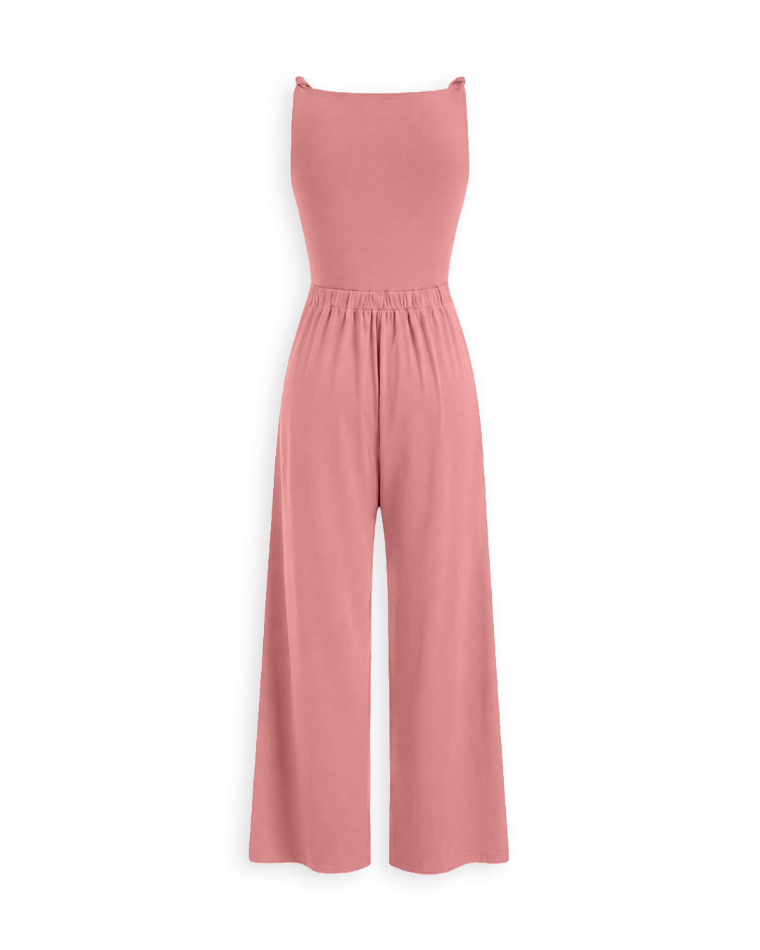 Ruched Waist Asymmetric Wide Leg Jumpsuit in Pink
