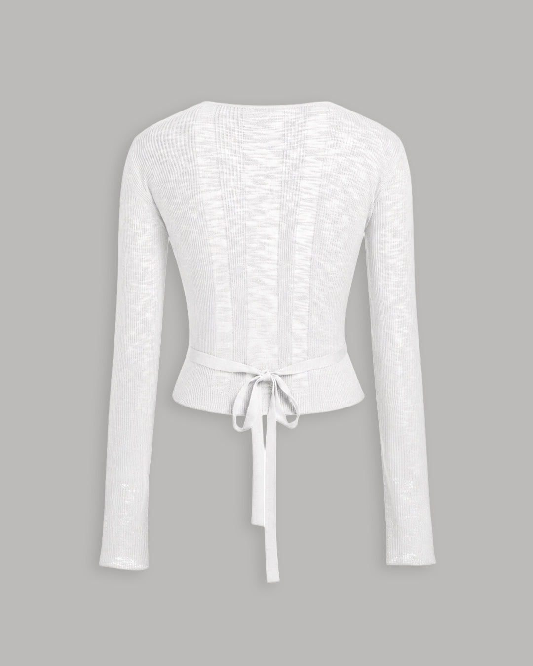 Button Front Wrap Hem Rib Knit Top in Jet White