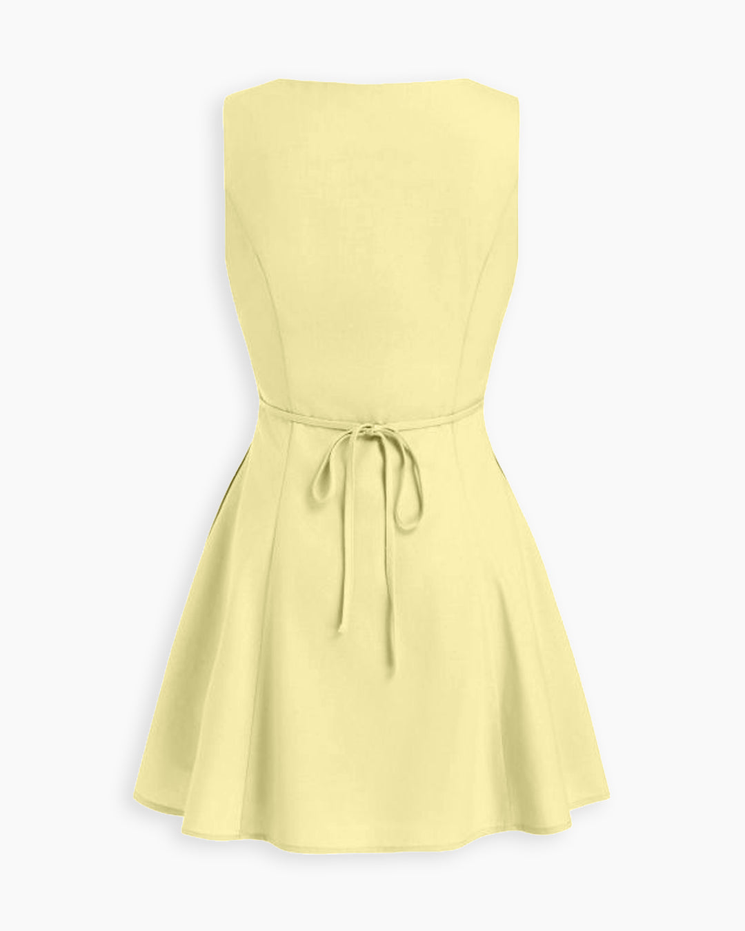 V Neck Button Front Flared Mini Dress in Vanilla
