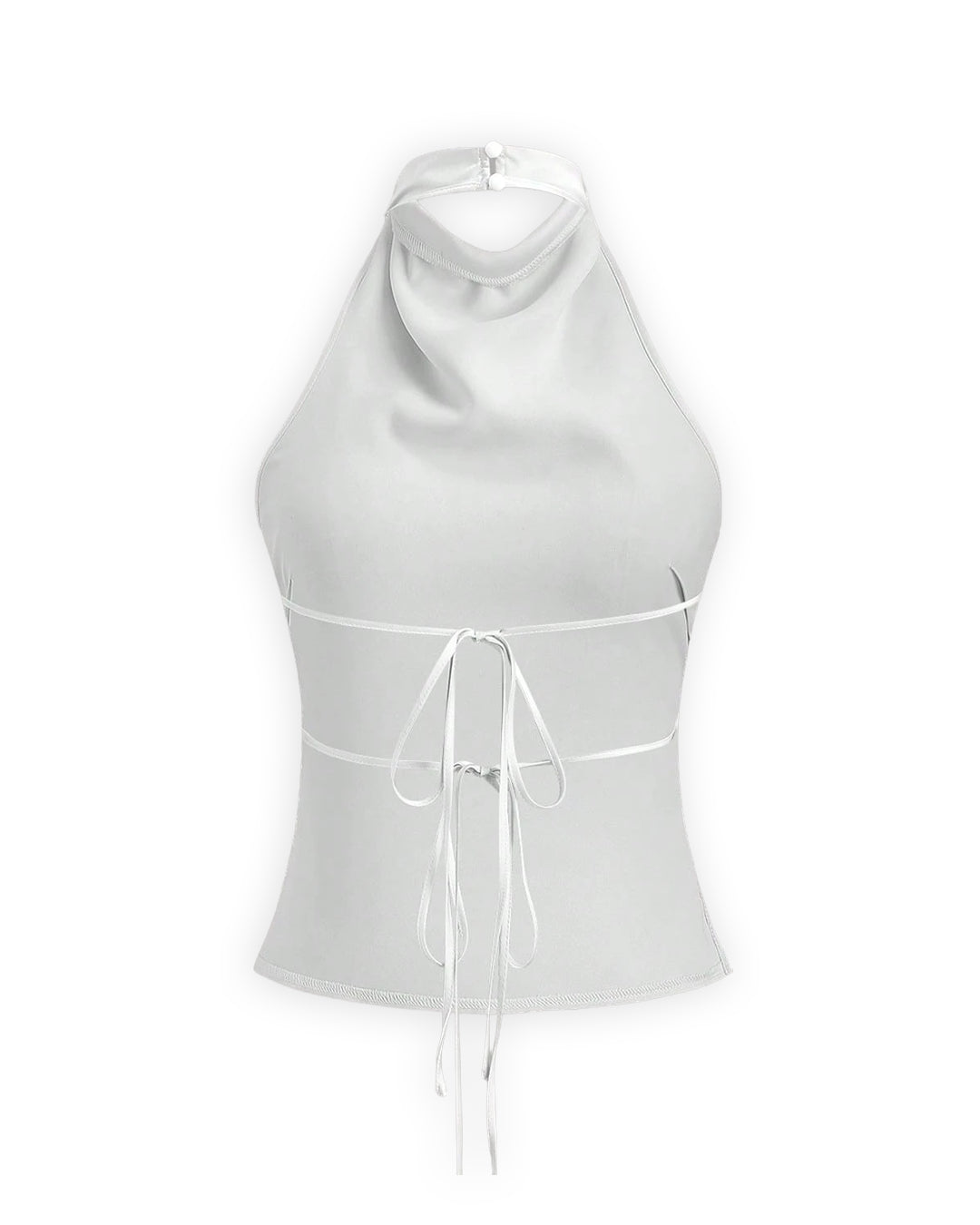 Cowl Neck Draped Halter Top in Classic White