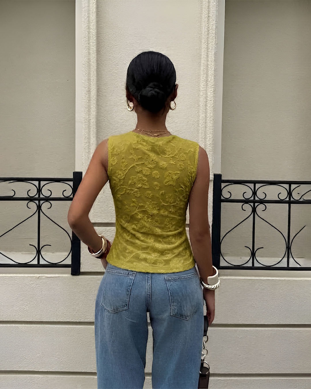 Ruched Cowl Neck Sleeveless Fitted Top in Olive Green