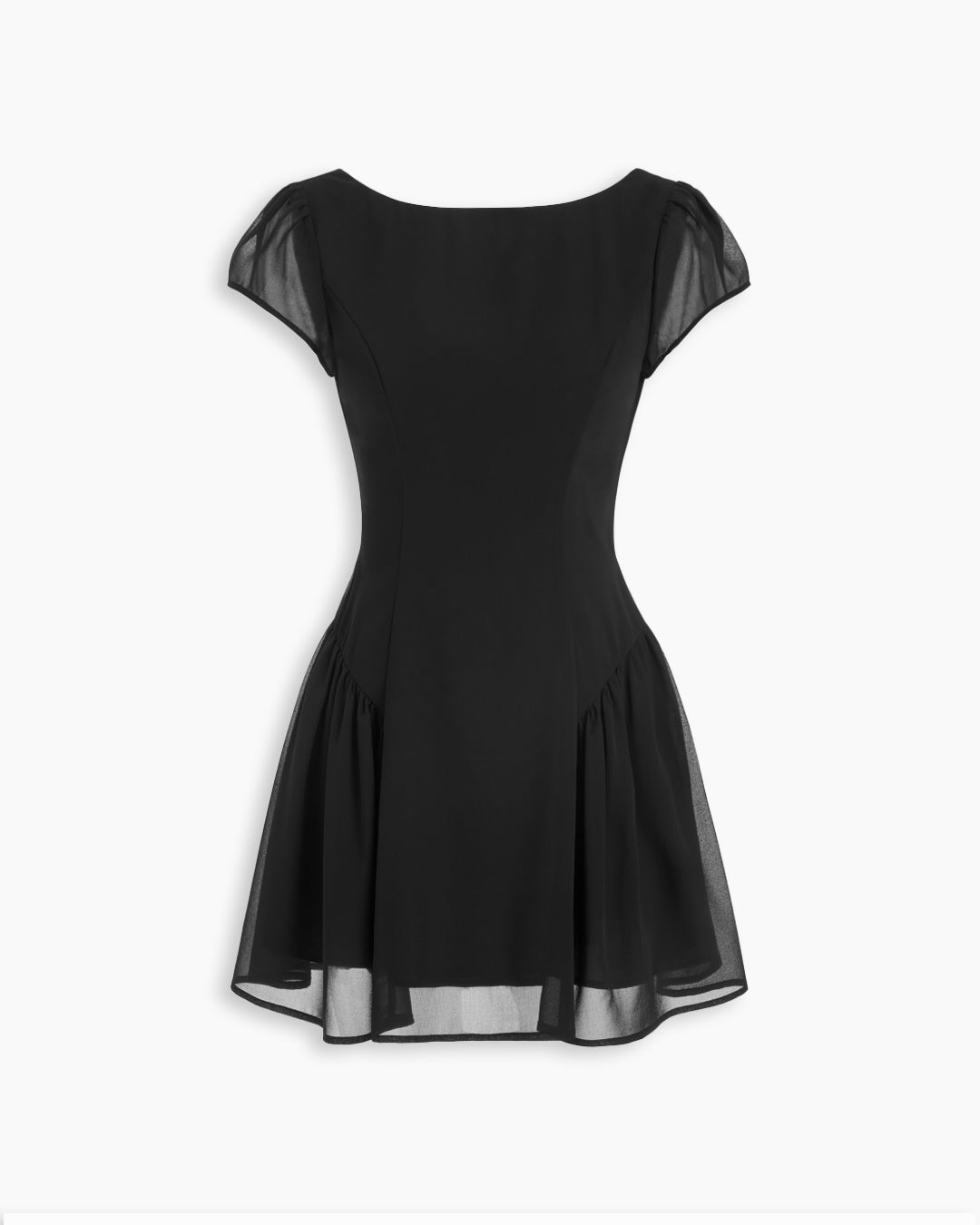 Cap Sleeve Fit and Flare Mini Dress in  Classic Black