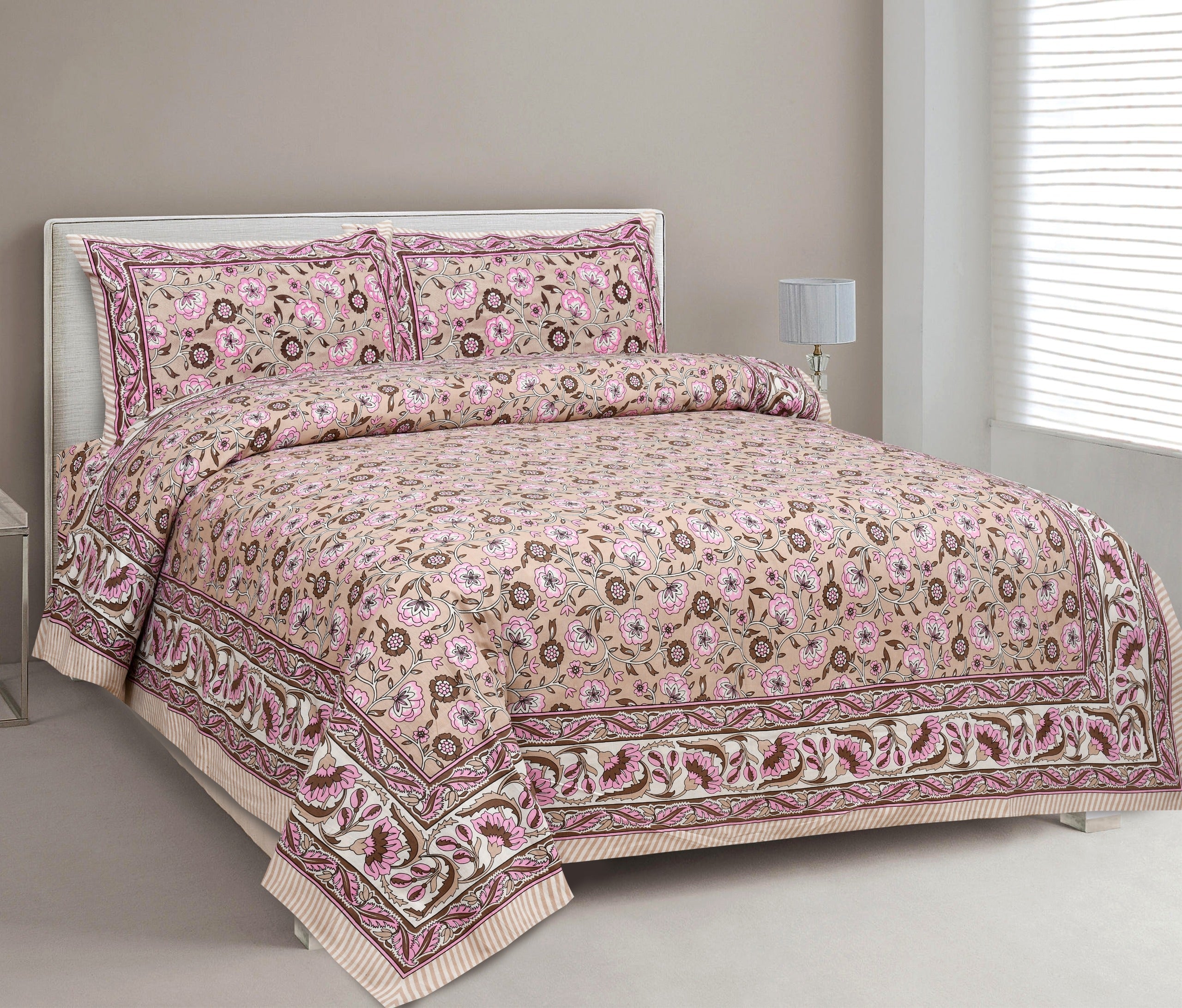 King Size Bed Sheet Set with Zippered Pillow Covers (Cotton-Viscose Blend)