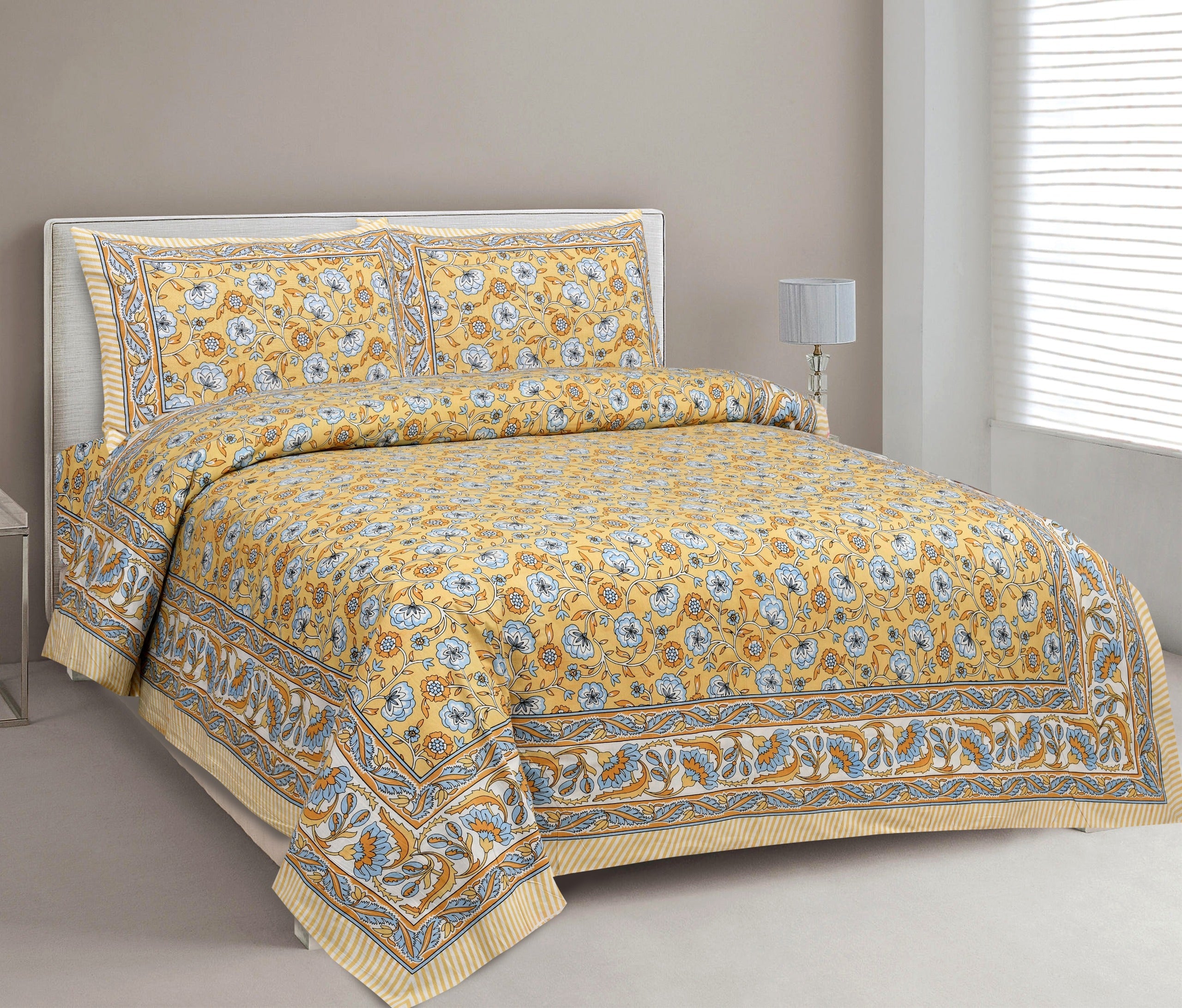 King Size Bed Sheet Set with Zippered Pillow Covers (Cotton-Viscose Blend)