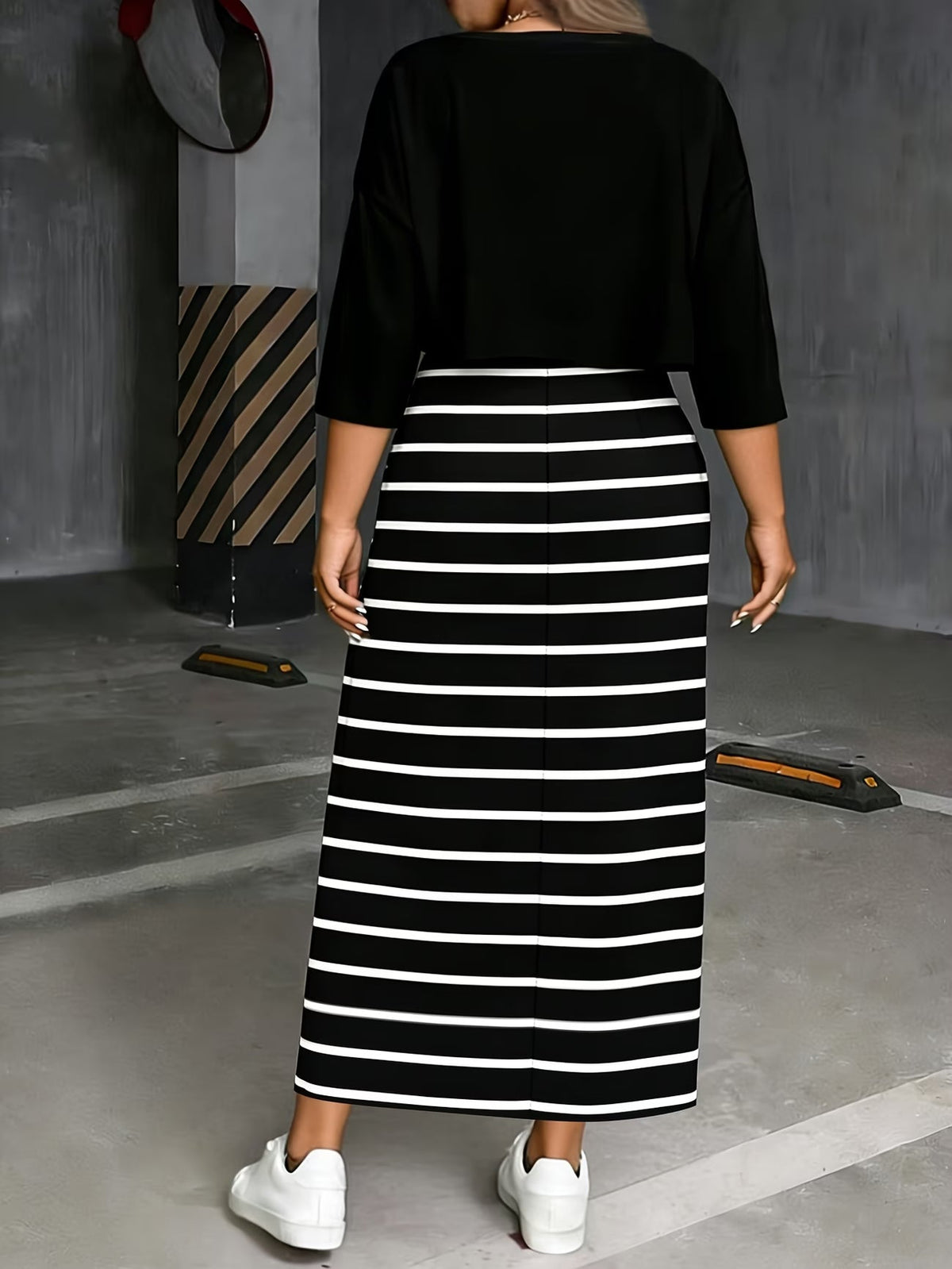 Chic Layered Stripe Dress Set