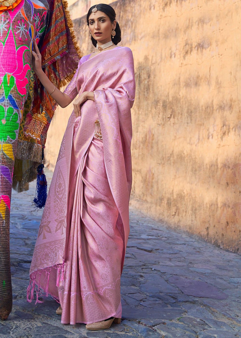 Light Lavender Purple Soft Handloom Weave Kanjivaram Silk Saree