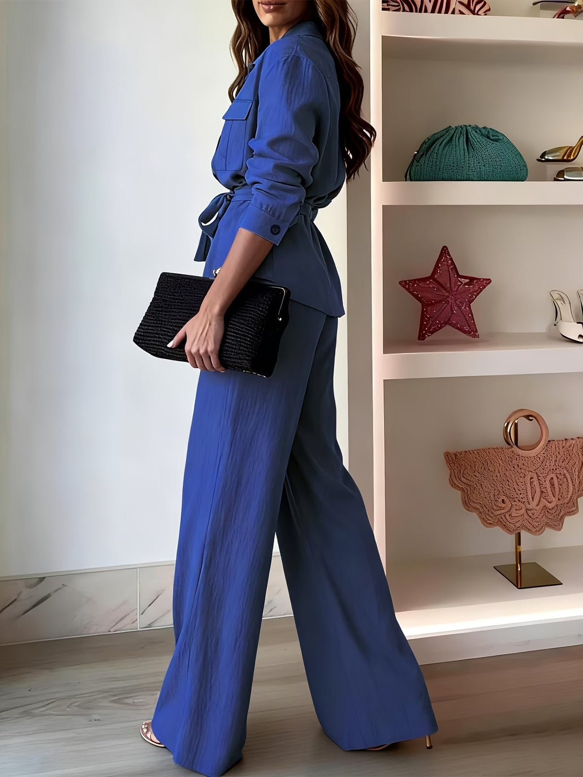 Chic Drawstring Wide-Leg Co-Ord Set