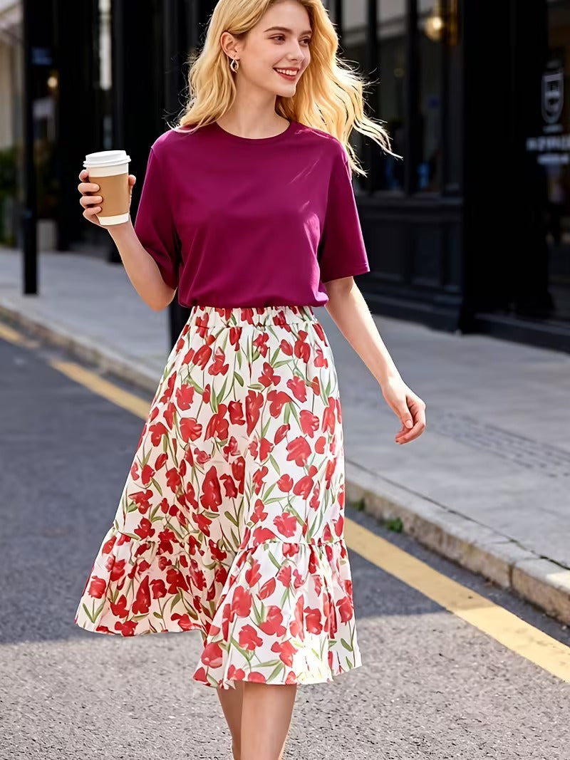 Vintage Bloom Vacation Skirt Set