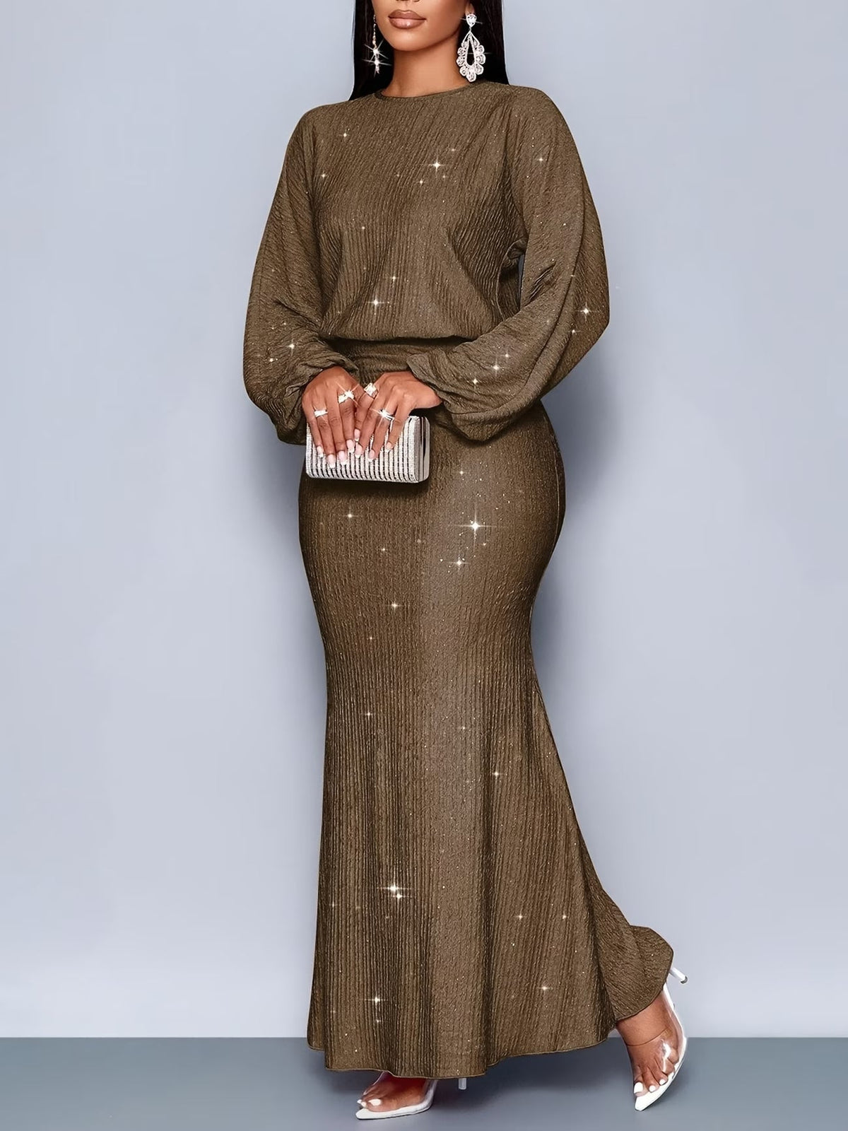 Women's Elegant Mermaid Hem Long Sleeve Bodycon Dress
