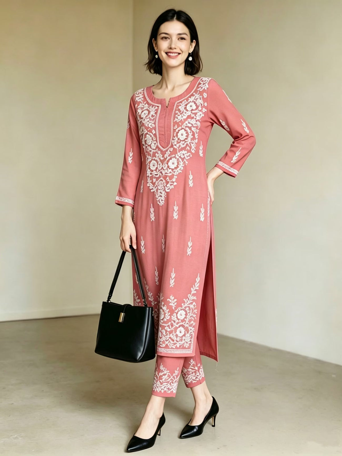 Elegant Embroidered Kurta Co-Ord Set