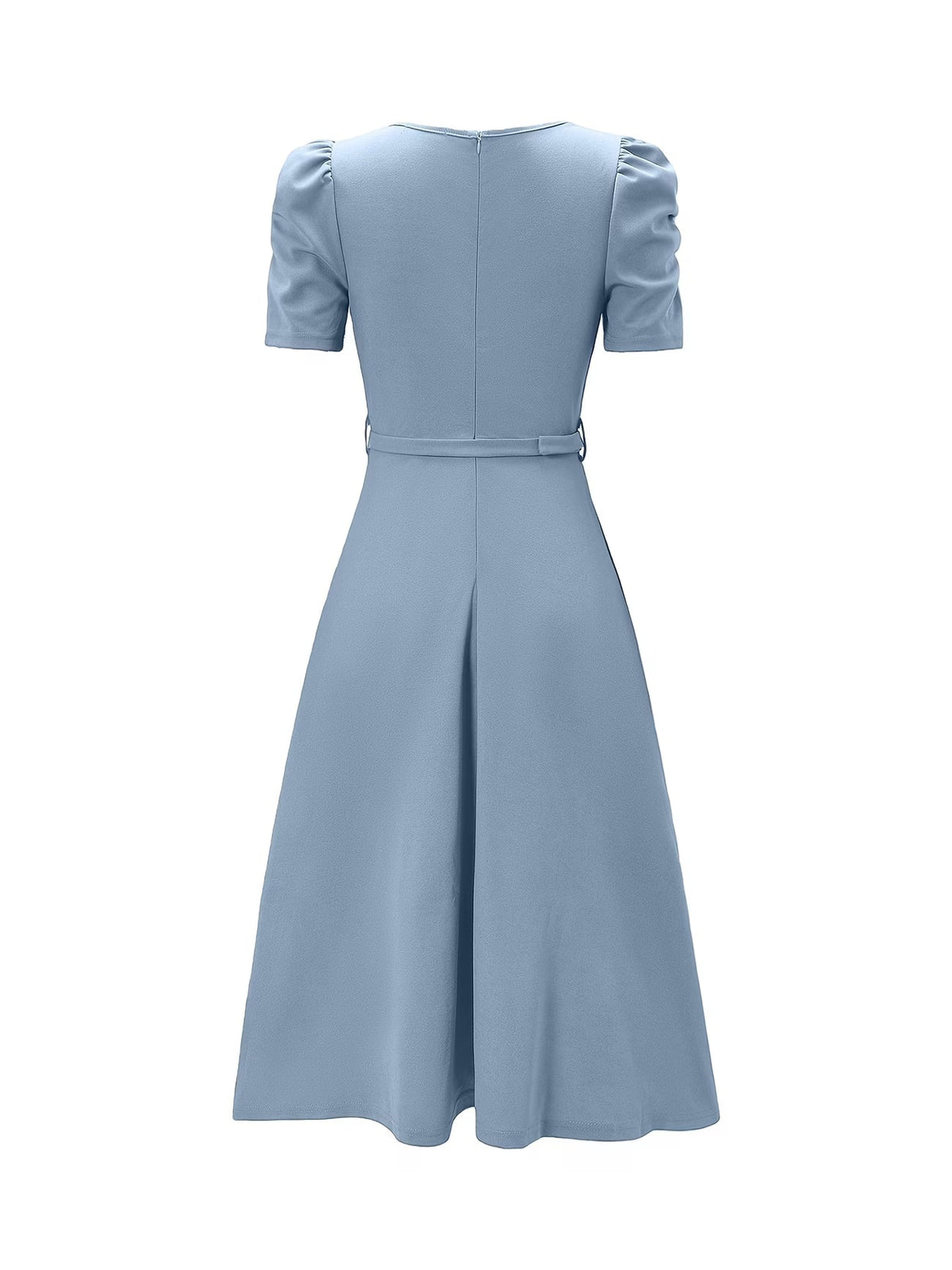 Women's Elegant V-Neck Ruffle Midi Dress with Waist Belt