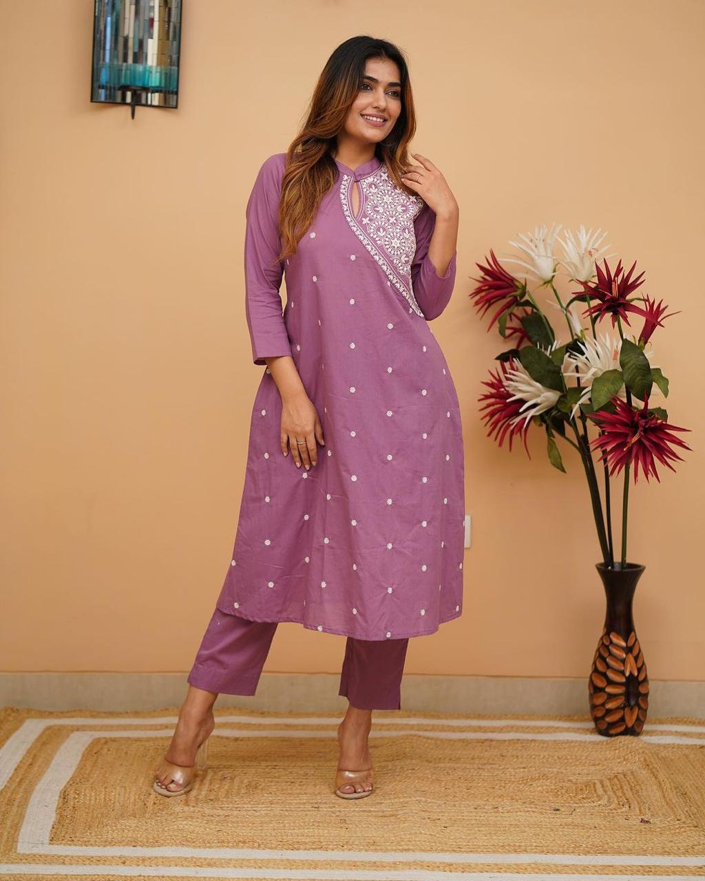 Cotton Embroidered Cord Set