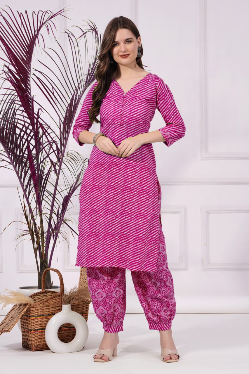 Lahariya Print Kurti with Afghani Pant