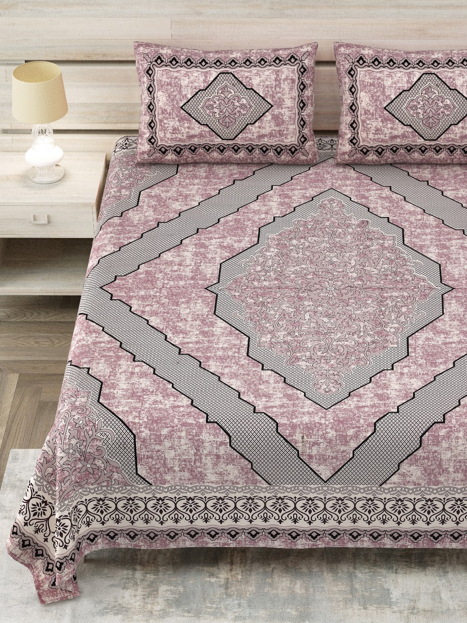 Cotton Viscose Blend Bed Sheet Set - King Size (Includes Pillowcases)