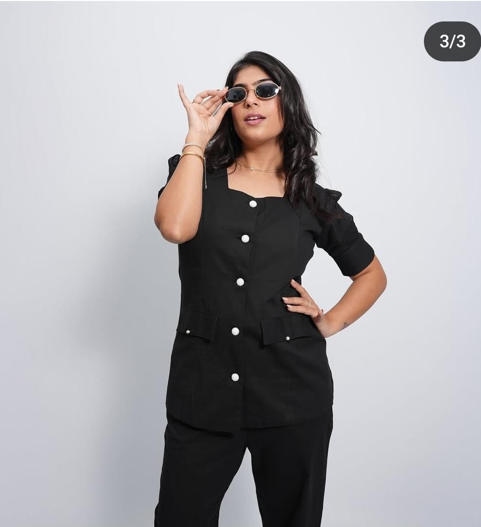 Cotton Flex Co-Ord Set with Designer Shoulder Kurti