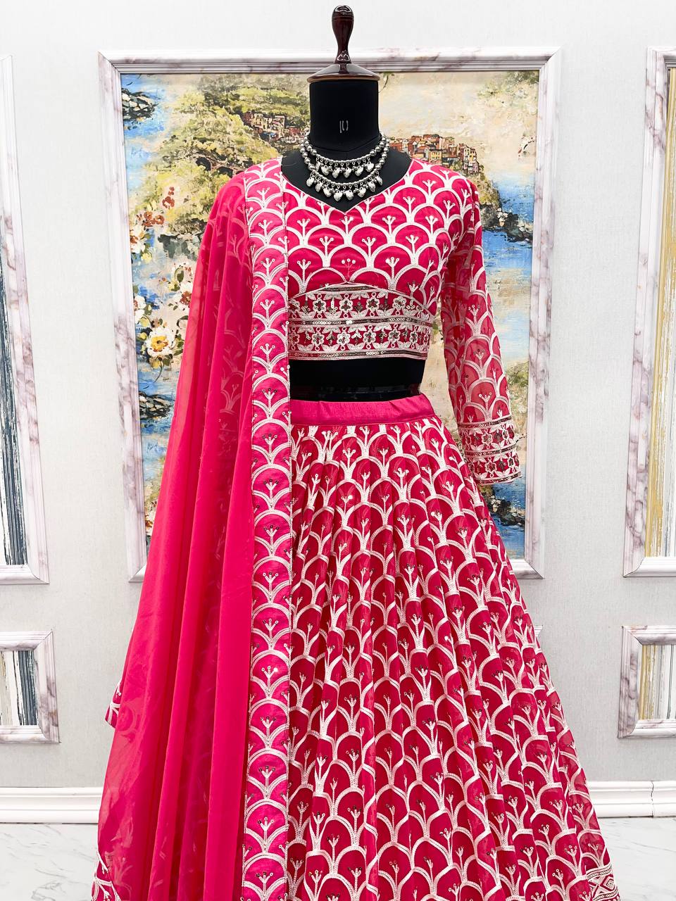 Function Wear Embroidery Sequence Work Pink Color Lehenga Choli