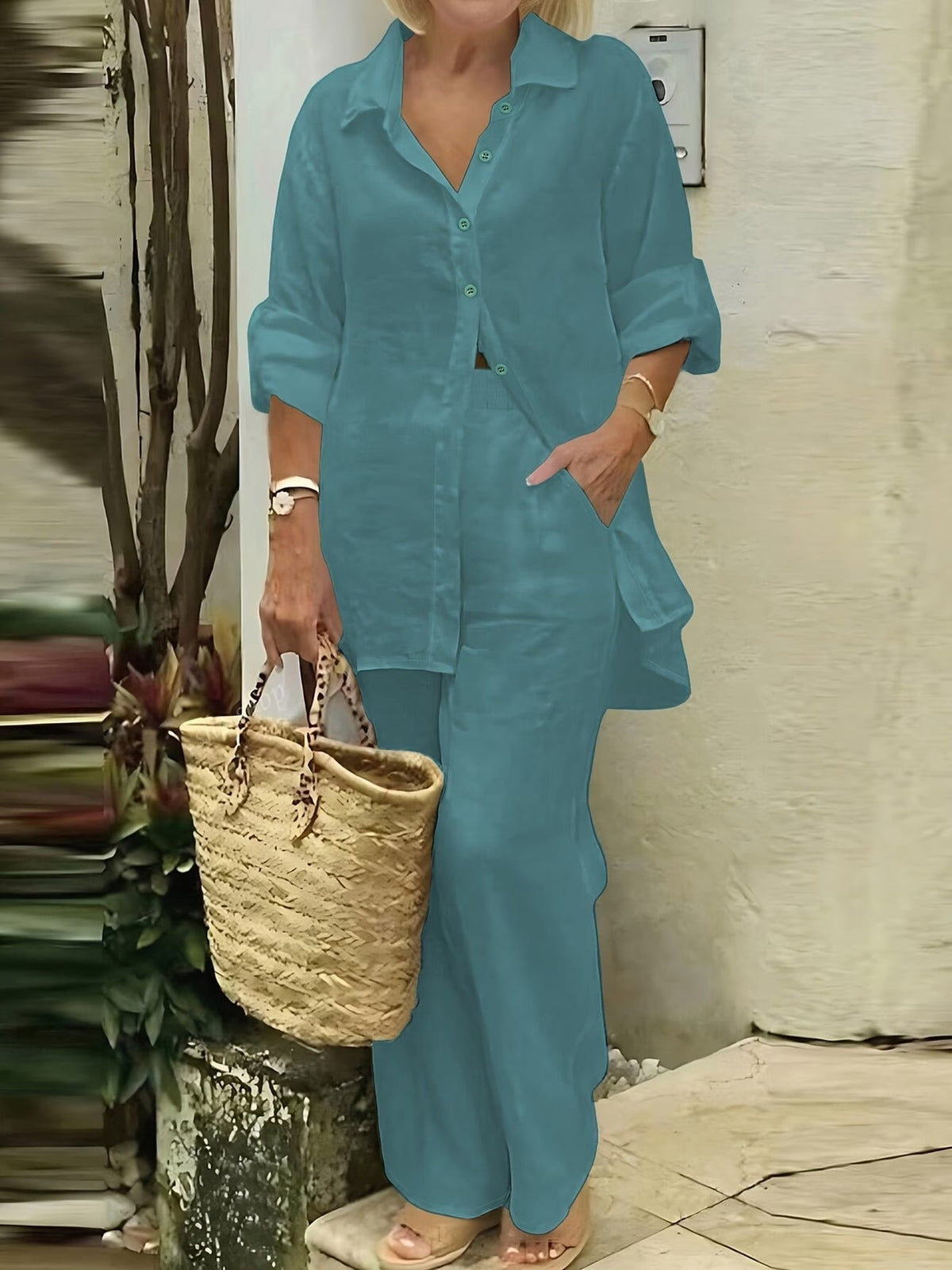 Women’s Stylish Casual Two-Piece Suit for Spring & Autumn – Comfortable Top & Matching Pants Set