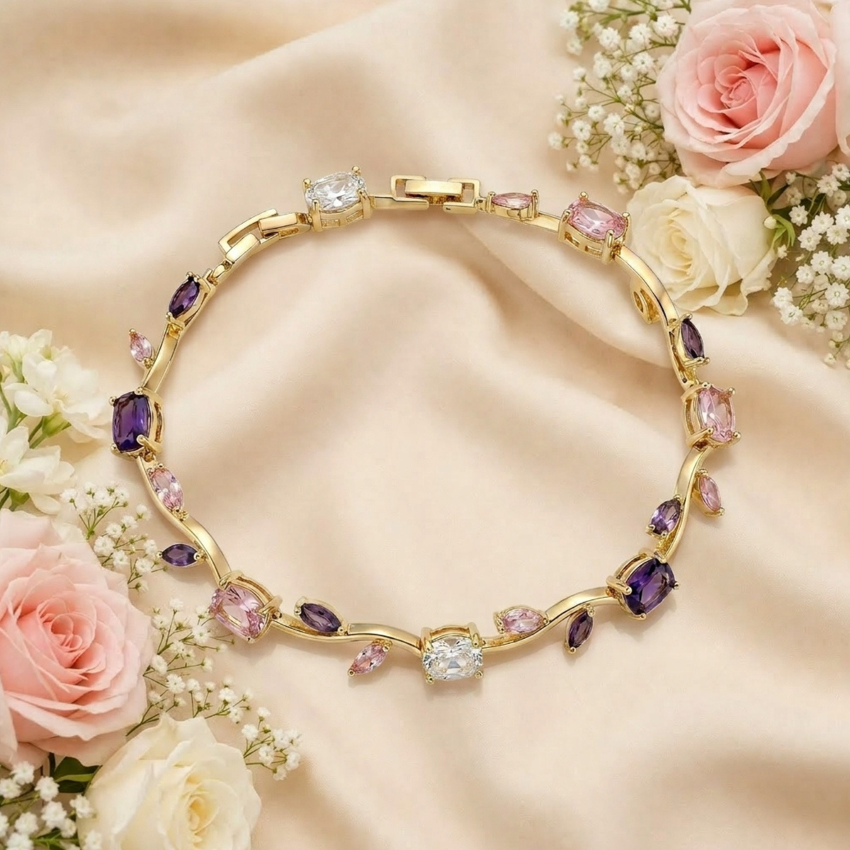 White Pink Purple Tulip Bracelet