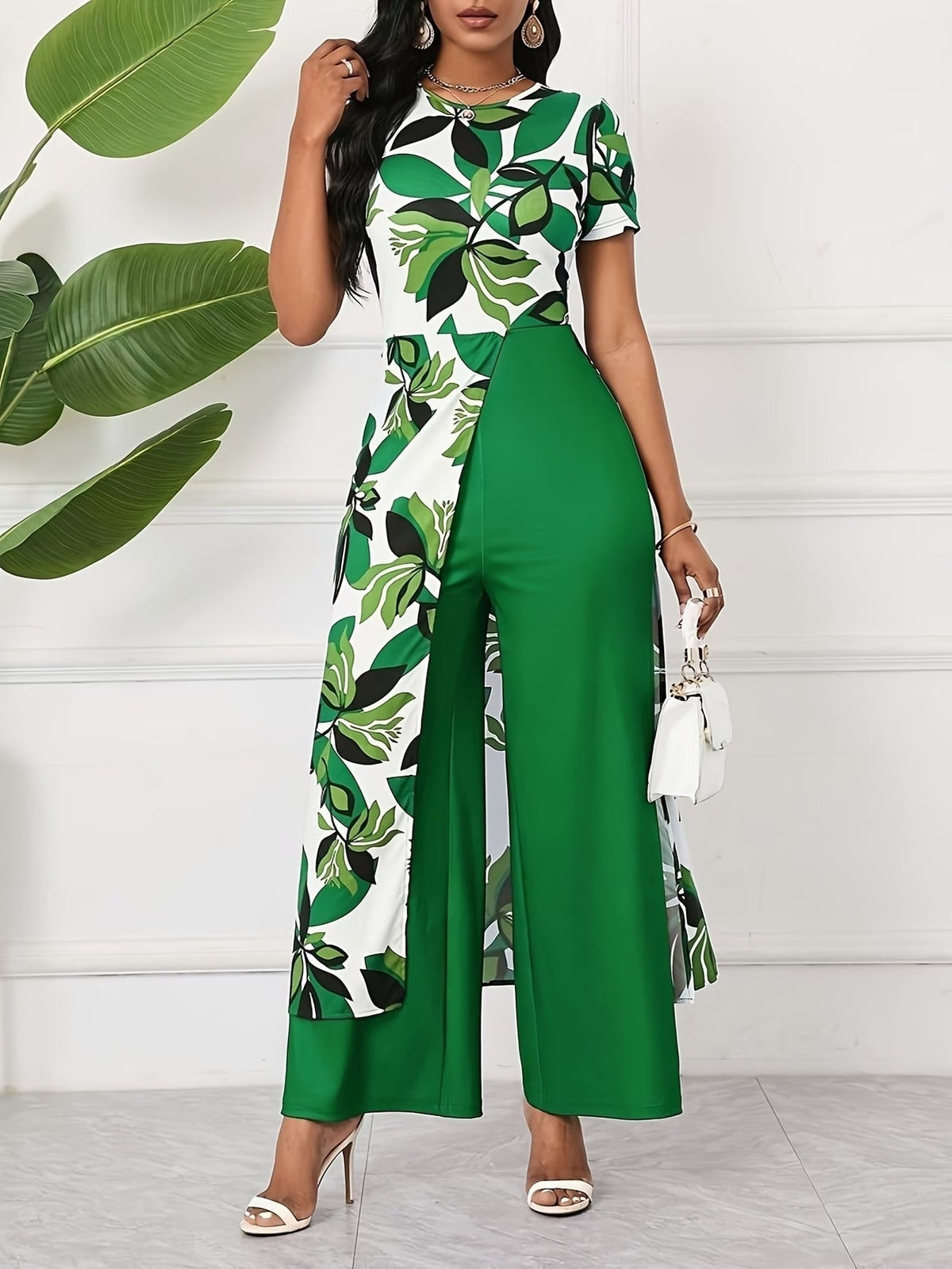 Chic Floral Zip-Front Jumpsuit – Stylish Spring & Summer Party Wear for Women