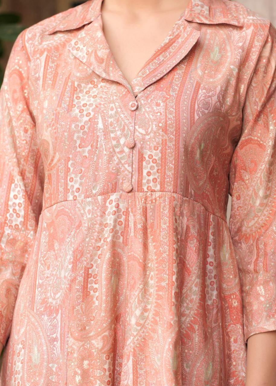 Maslin Foil Print Two-Piece Long Cord Set