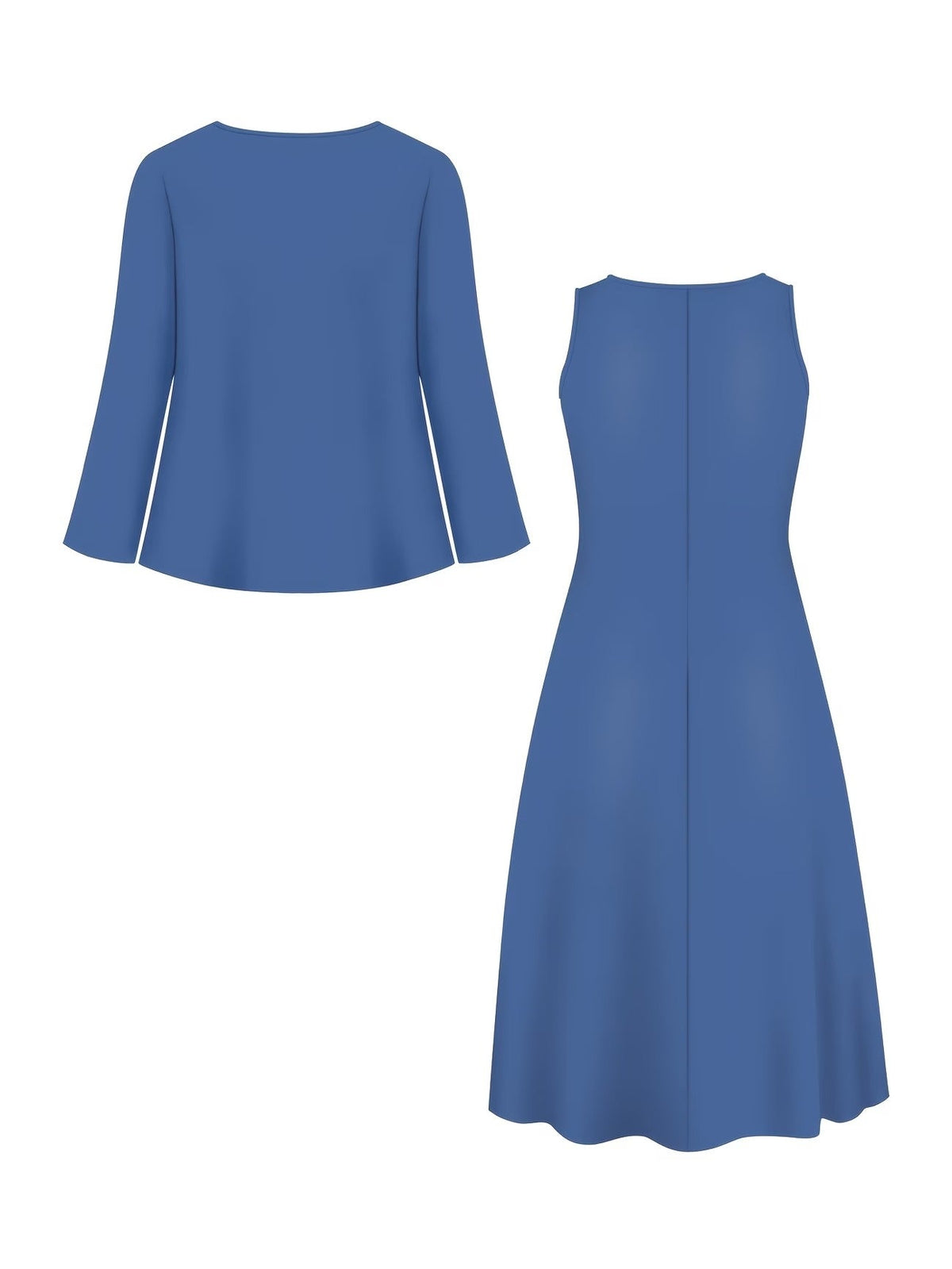 Elegant Layered Two-Piece Midi Dress Set with Tie-Front Cardigan – Flowy Printed Everyday & Occasion Wear