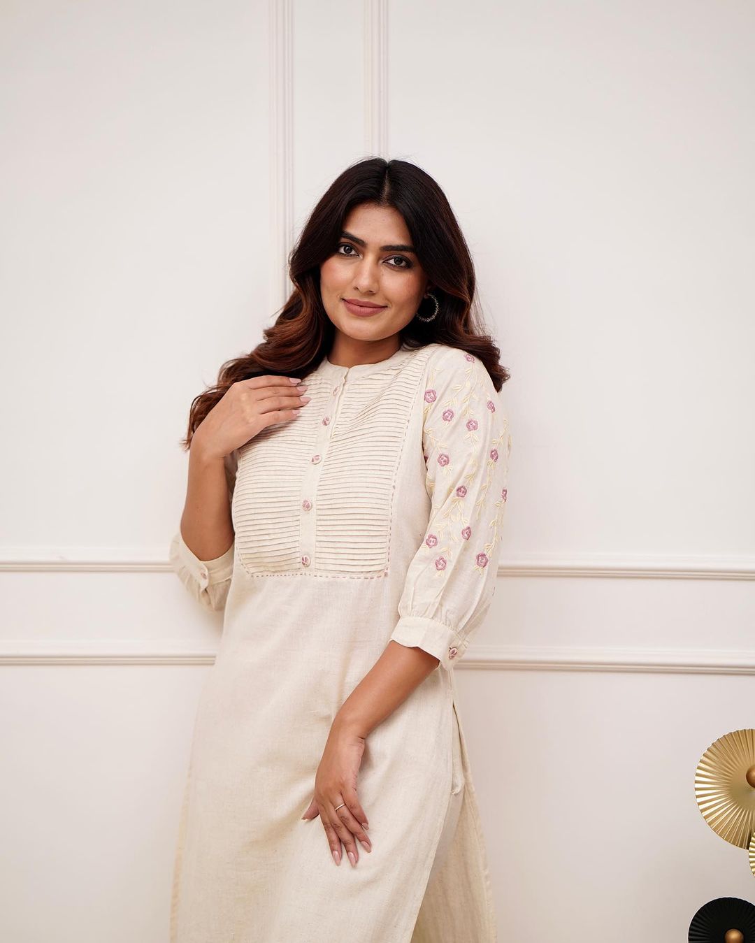 Embroidered Kurti Pant Set with Pintex Detailing