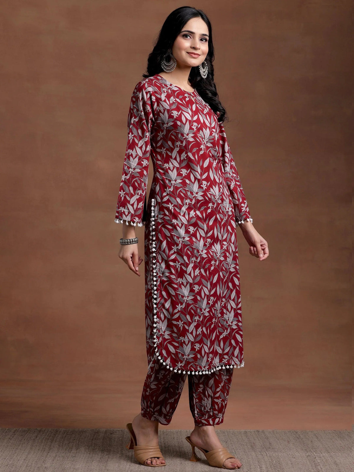 Anouk Rust Printed Cotton Pathani Kurta Set