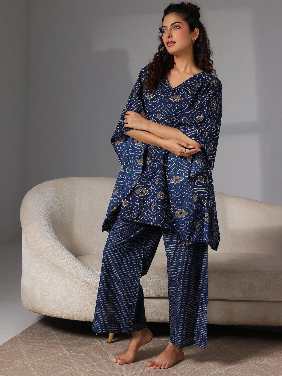 Anouk Blue Printed Cotton Night Suits
