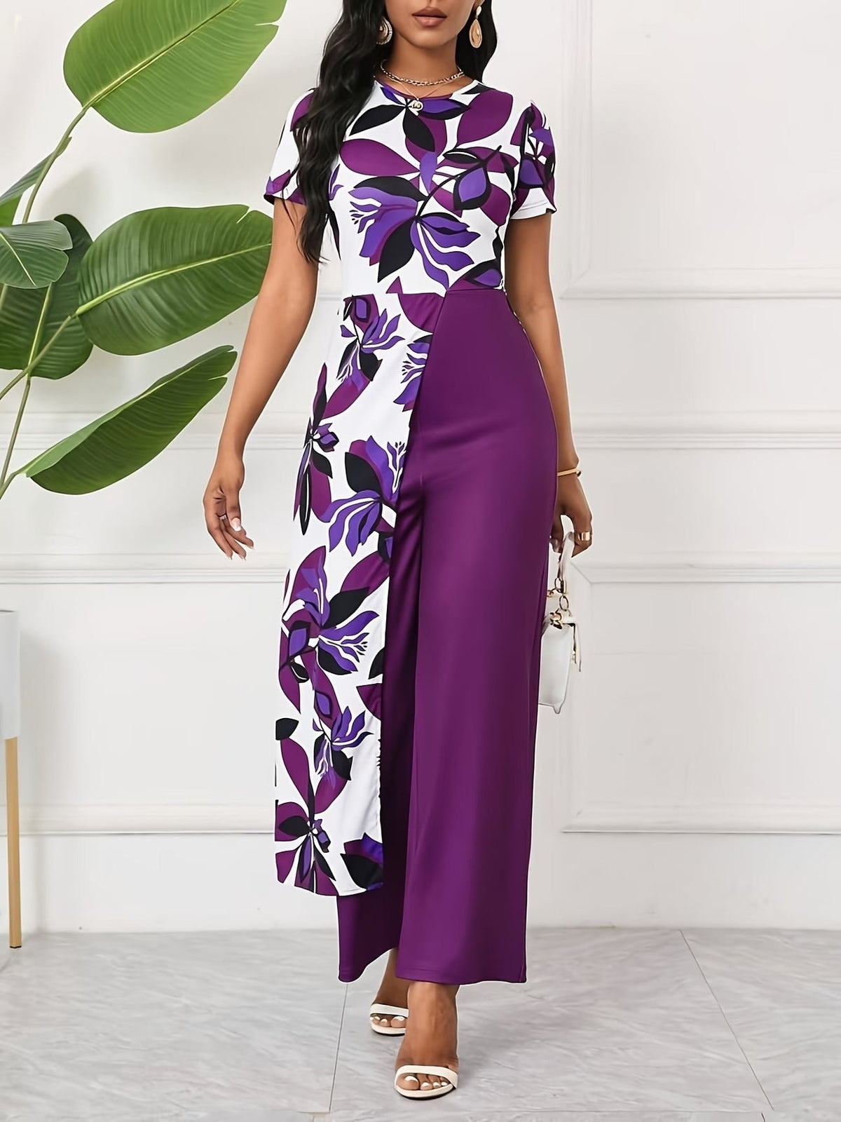 Chic Floral Zip-Front Jumpsuit – Stylish Spring & Summer Party Wear for Women