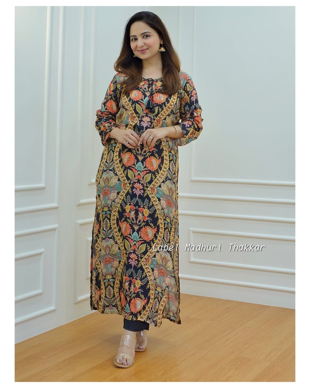 Muslin Kurti with Sequin Detailing and Matching Pant Set