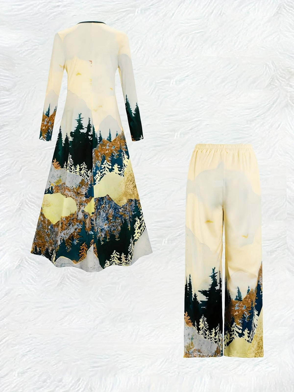 Elegant Marble Pattern Longline Top – Stylish Crew Neck Commuter & Party Wear