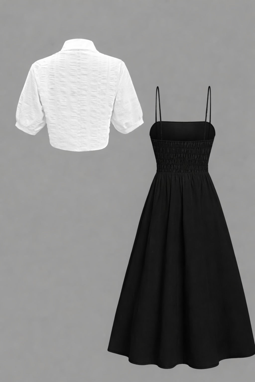 Elegant Solid Long-Sleeve Shirt & Waistline Maxi Skirt Set – Sophisticated Women’s Two-Piece Outfit