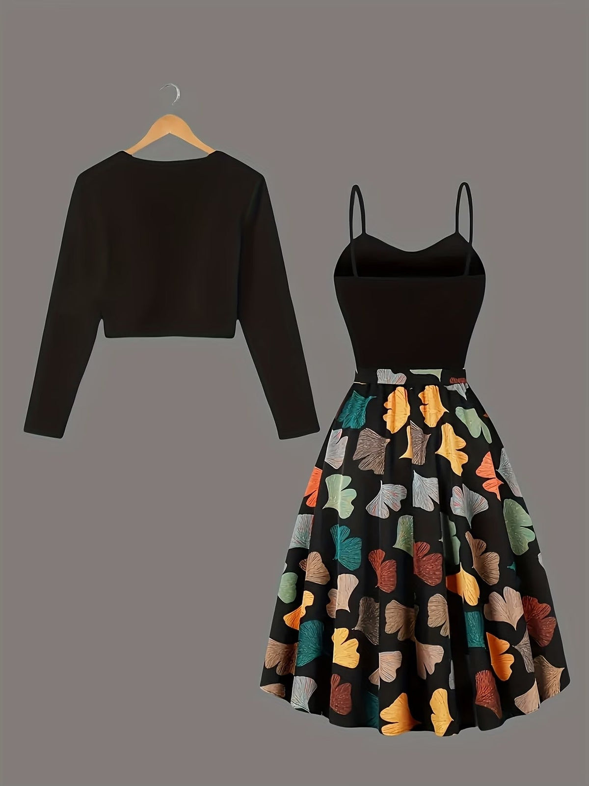 Long Sleeve Round Neck Top with Belt Bow Detail & Matching Skirt | Stylish Spring/Summer Party & Occasion Wear for Women