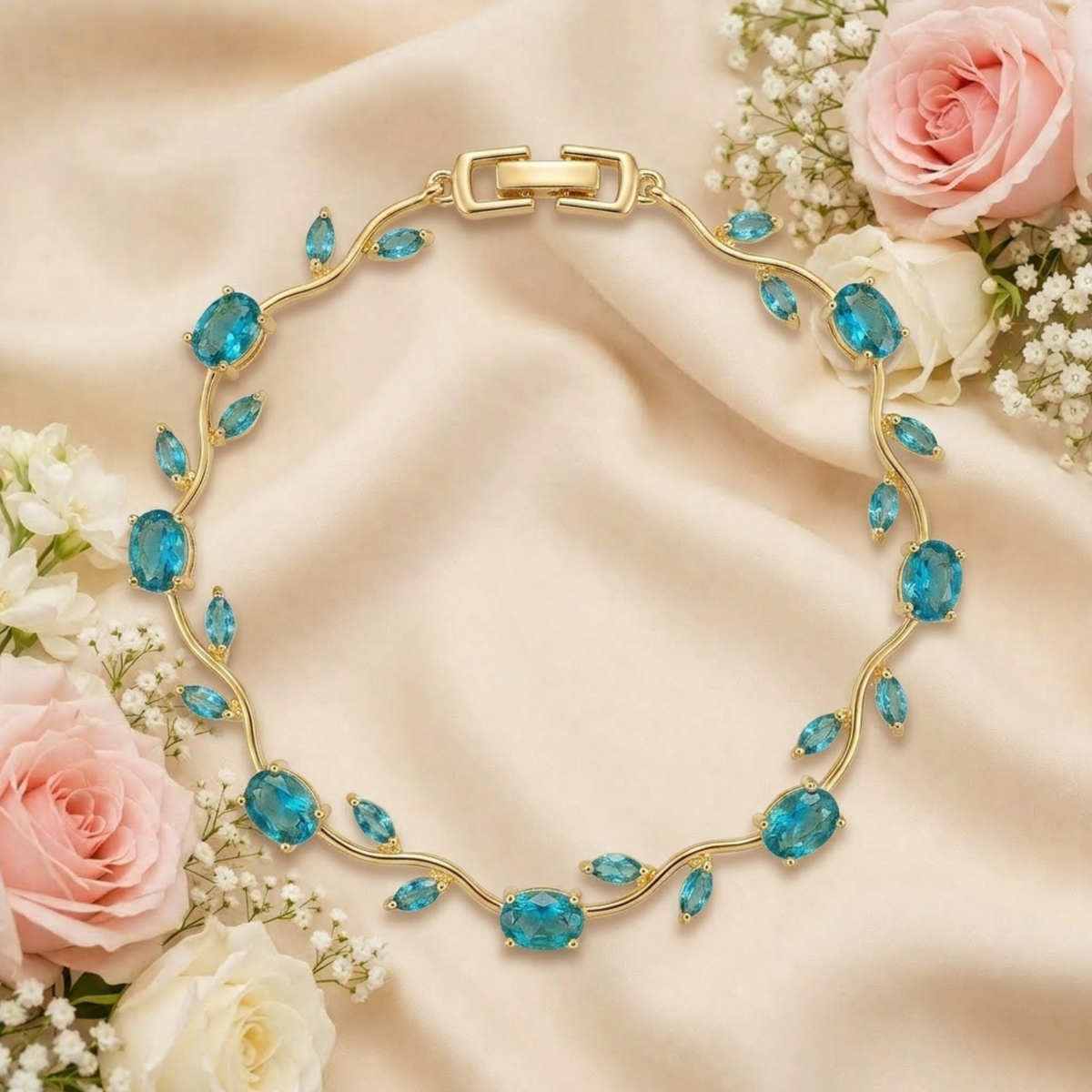 Aqua Blue Tulip Bracelet