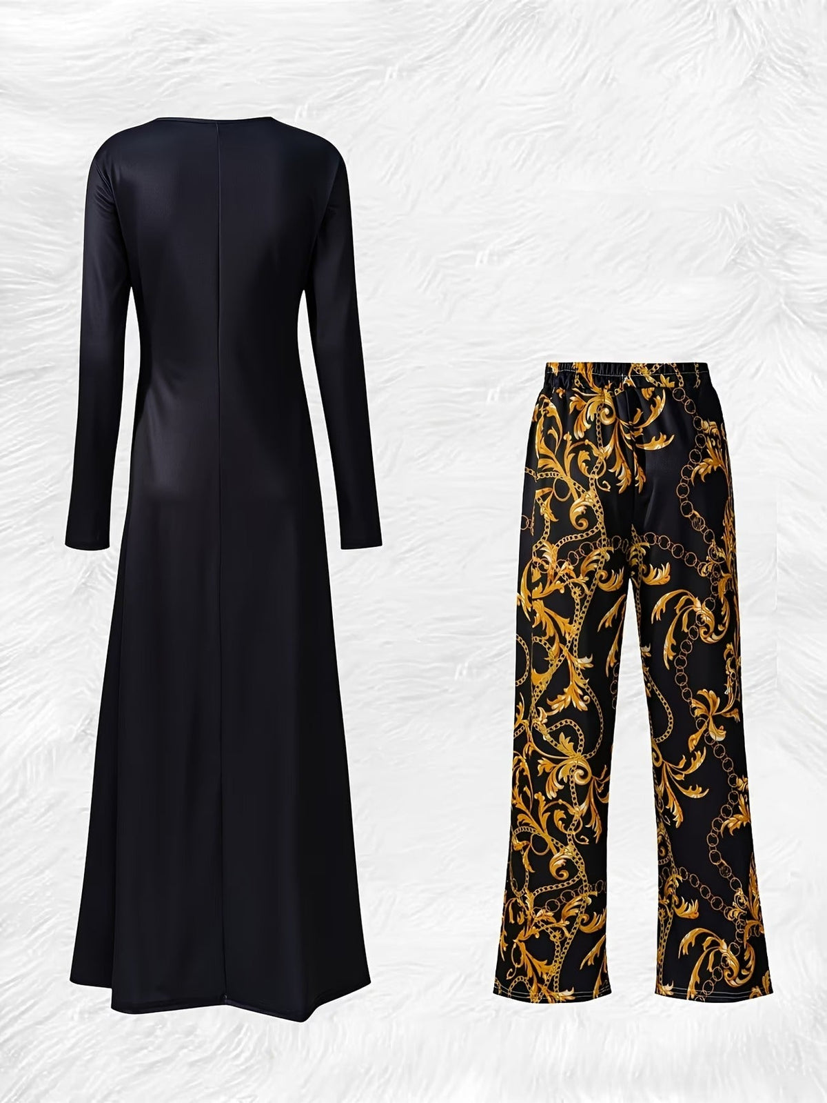 Elegant Marble Pattern Longline Top – Stylish Crew Neck Commuter & Party Wear