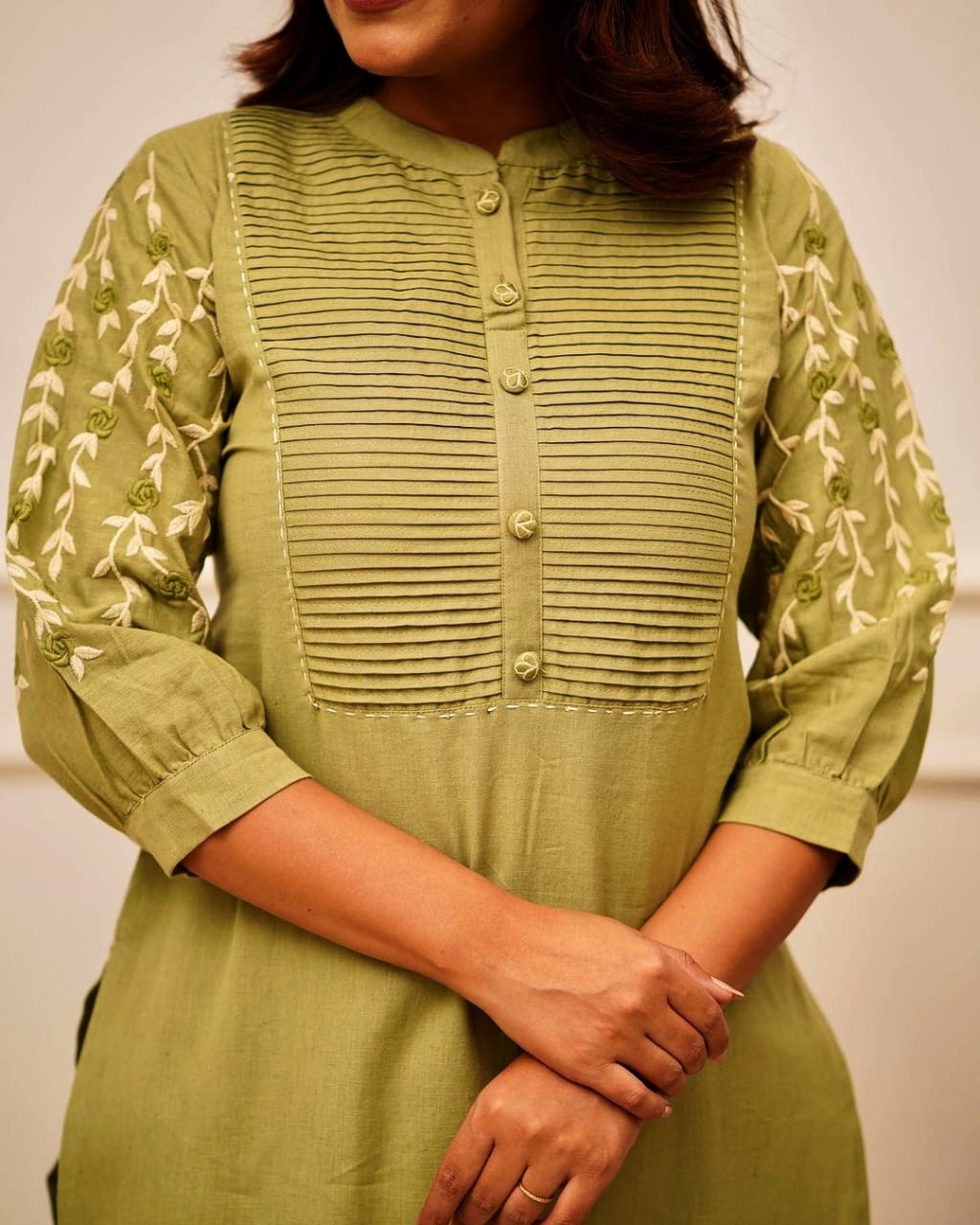 Embroidered Kurti Pant Set with Pintex Detailing